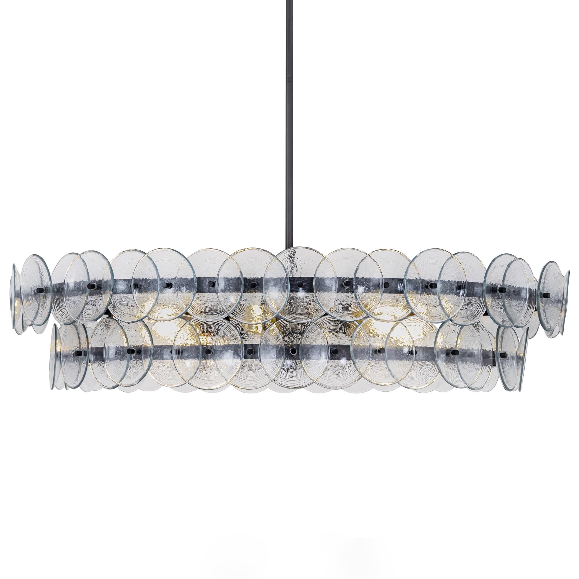 Shown in Gunmetal finish and Textured Clear glass and Recycled Glass shade