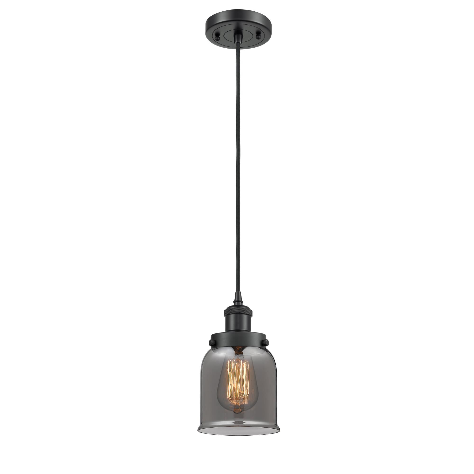 Shown in Matte Black finish and Bell glass and Glass shade