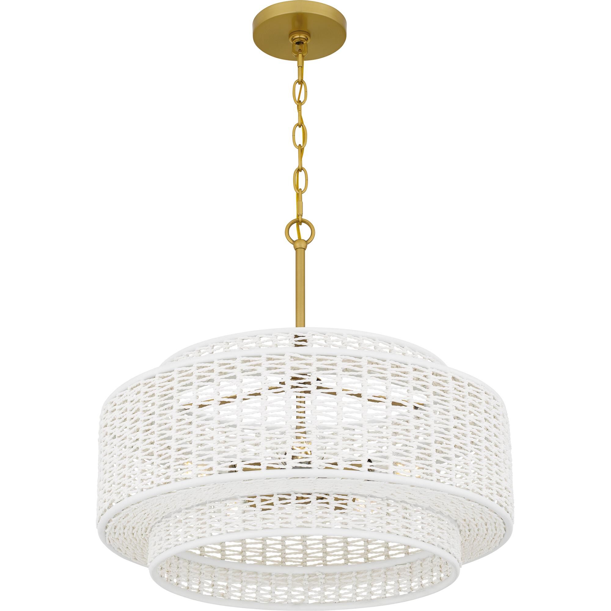 Shown in Brushed Gold finish and Rope shade