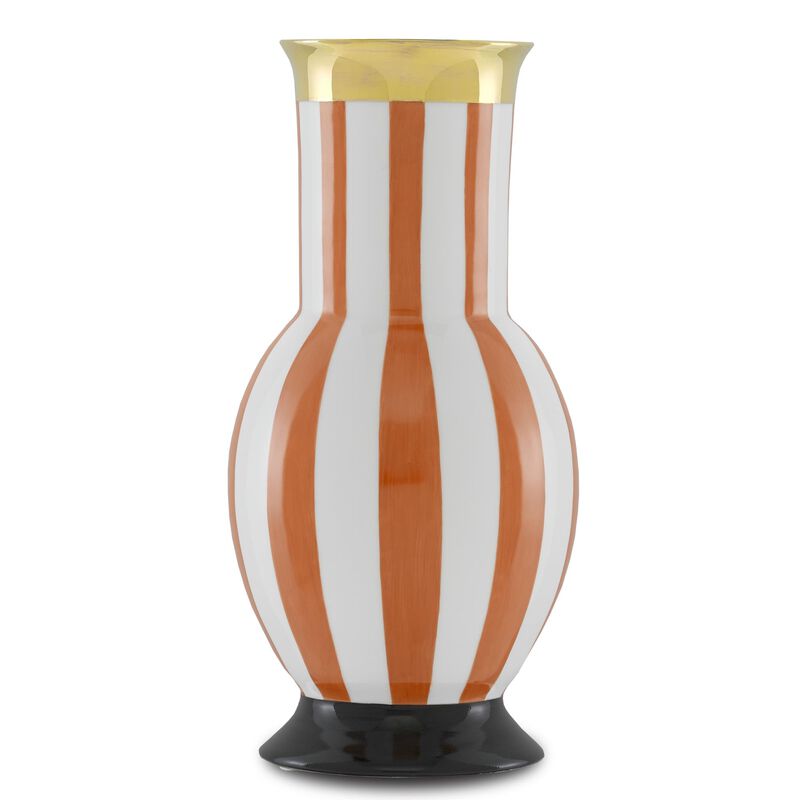 De Luca Coral Stripe Vase Vase-Urn by Currey and Company