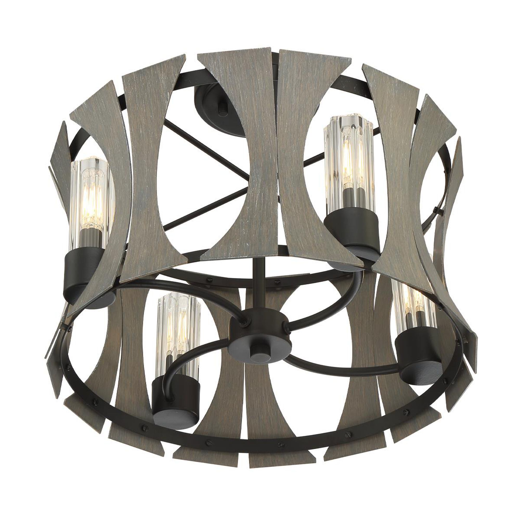 Shown in Black finish and Glass shade and Gray accent