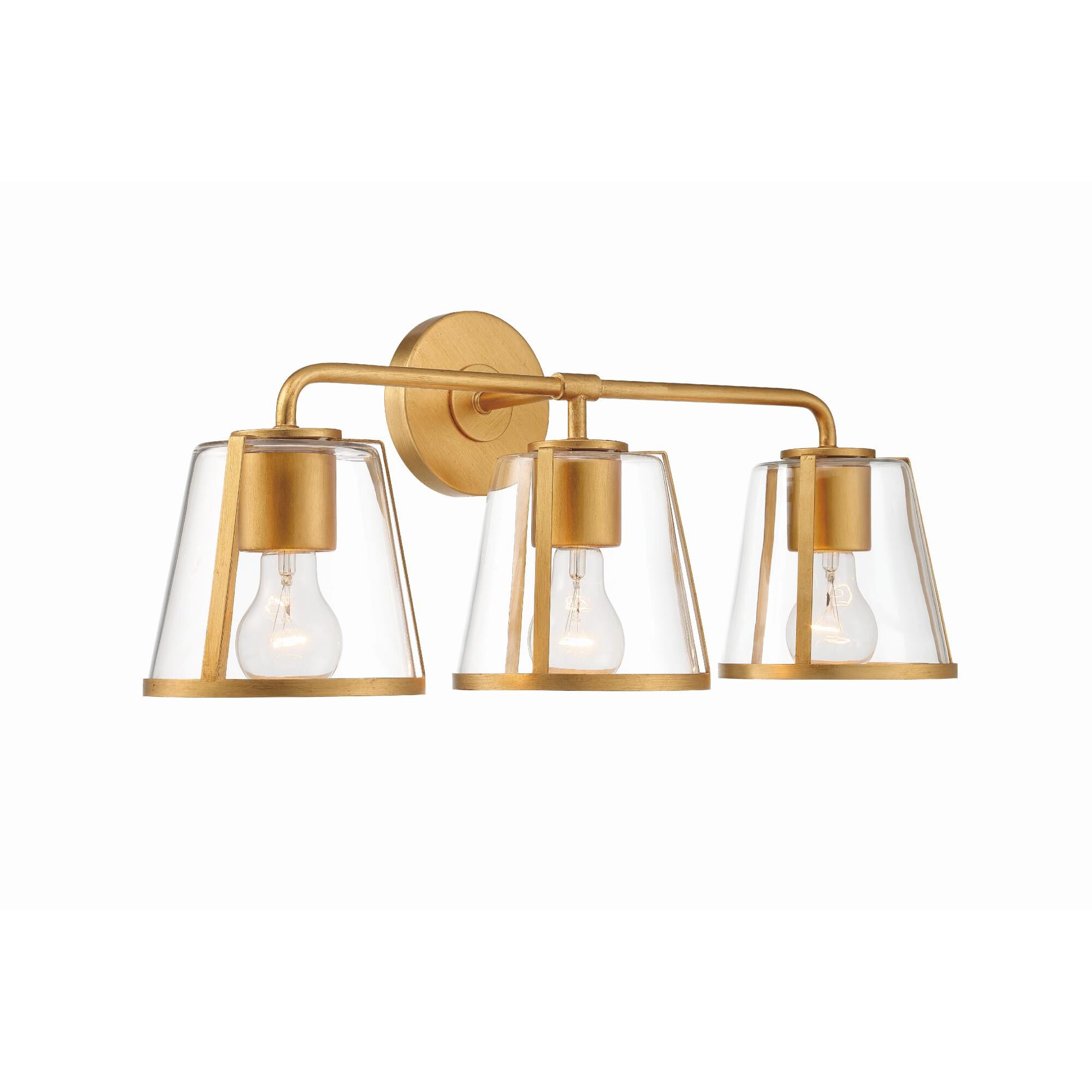 Shown in Antique Gold finish and Clear glass and Clear Glass shade