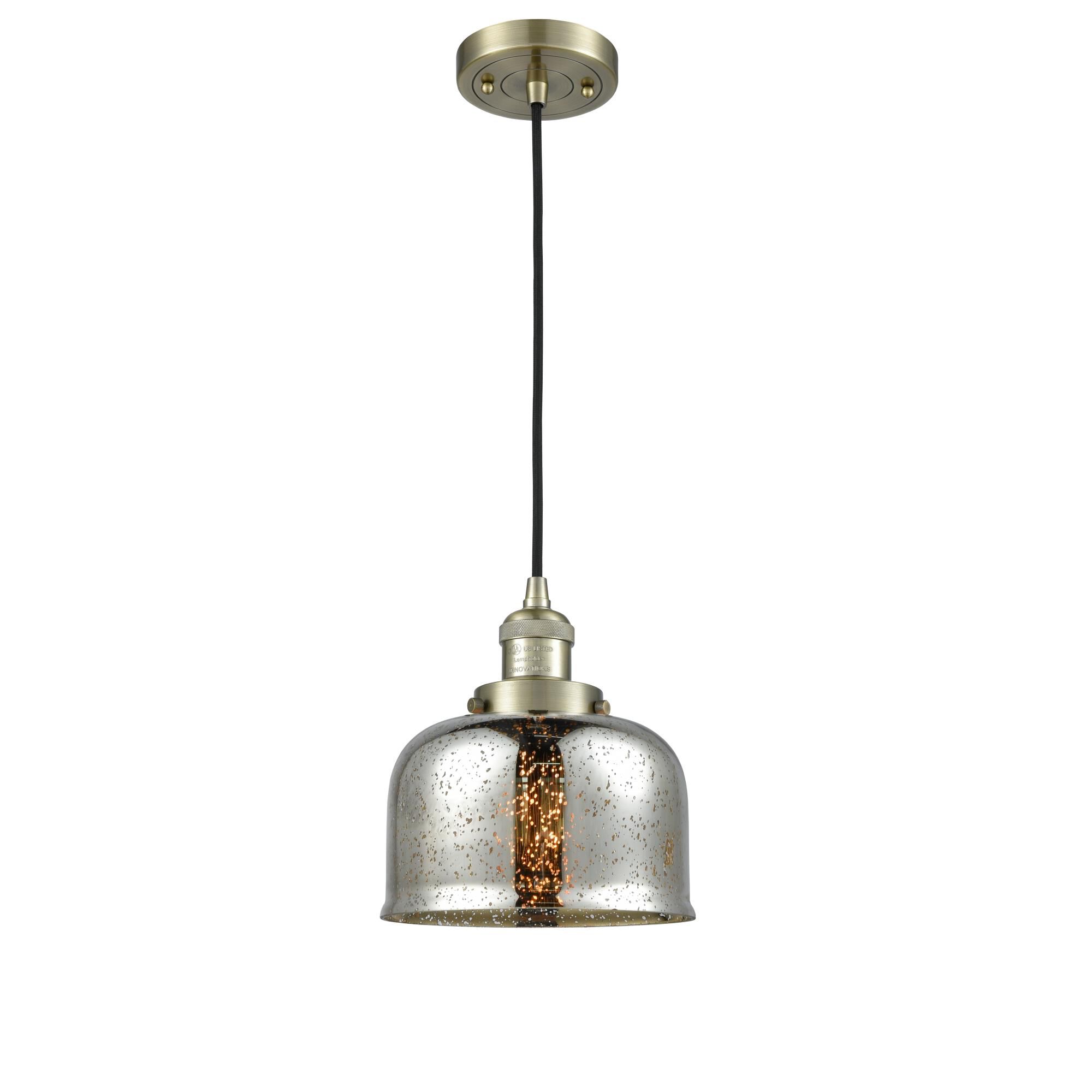 Shown in Antique Brass finish and Silver Mercury glass