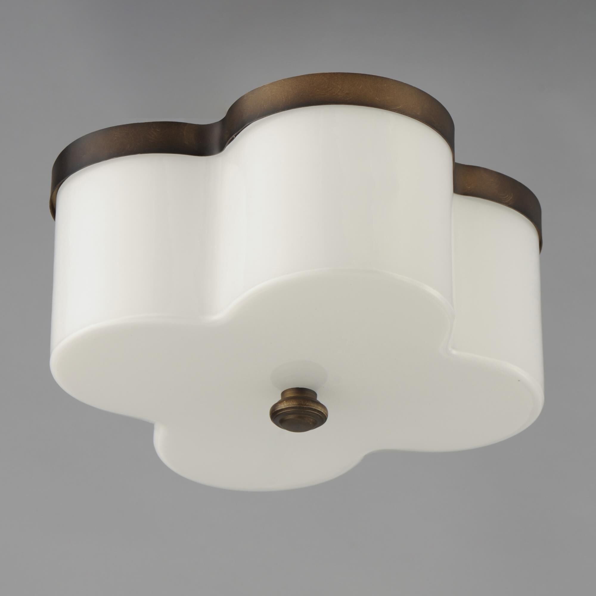 Shown in Antique Bronze finish and White glass and Glass shade