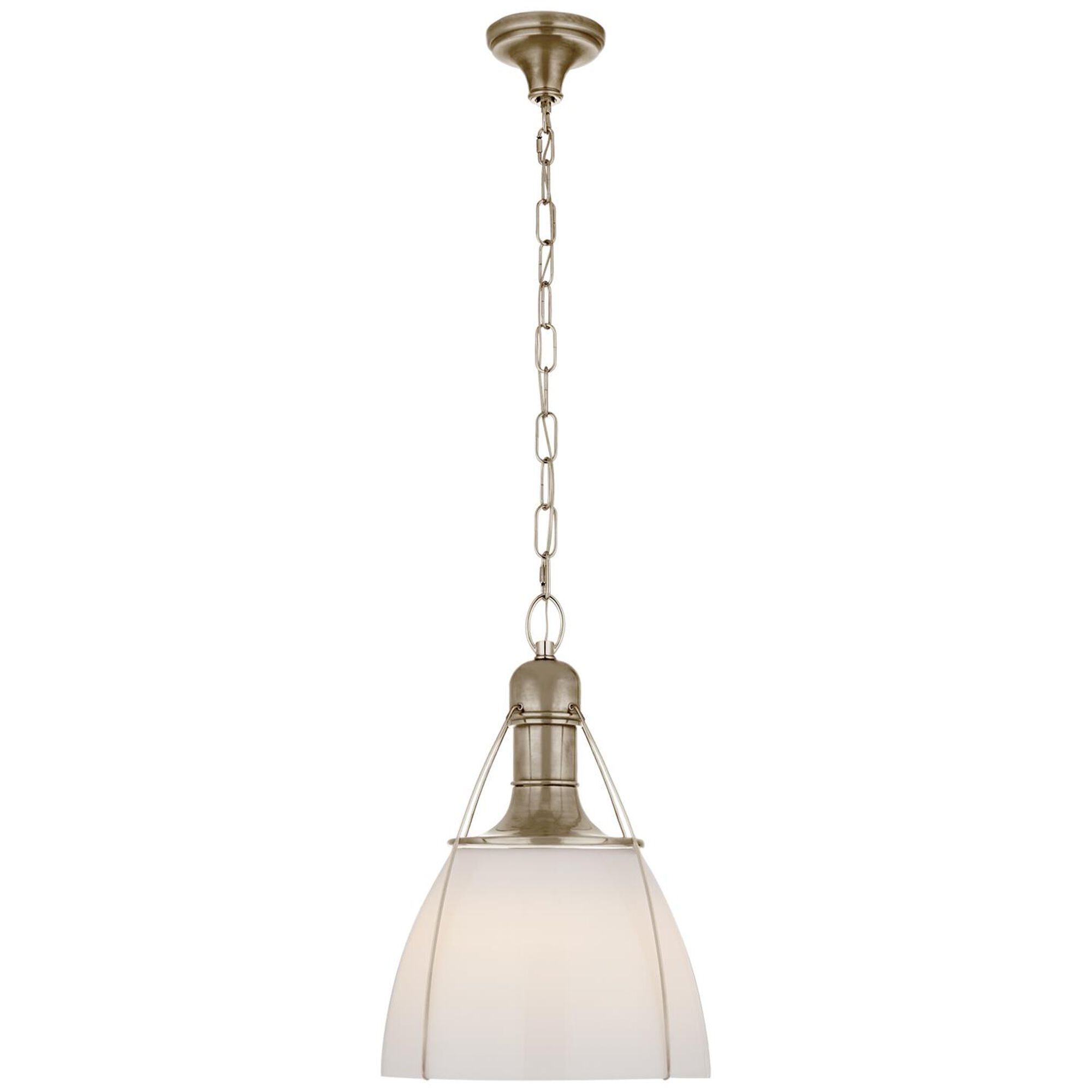 Shown in Antique Nickel finish and White glass and White Glass shade