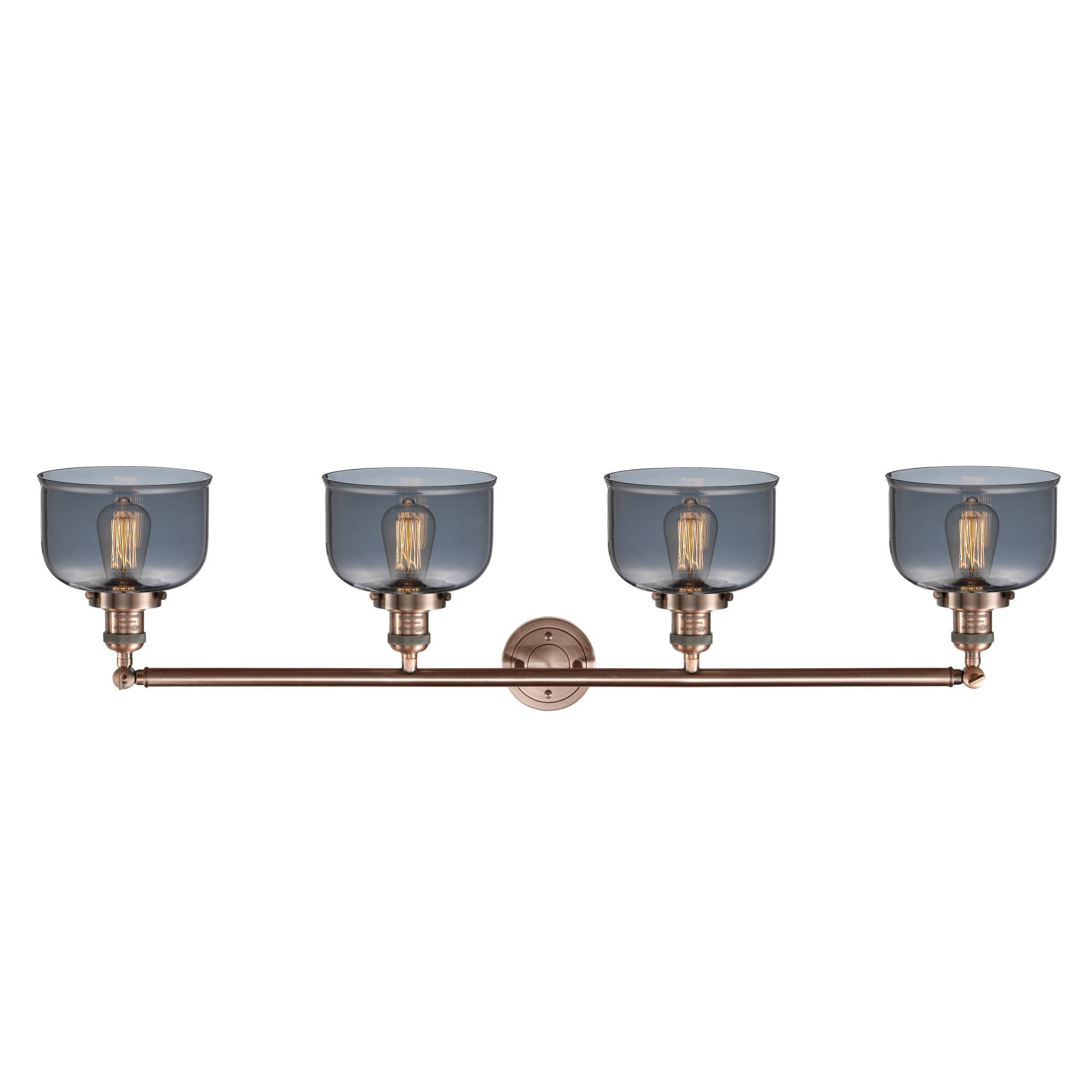 Shown in Antique Copper finish and Plated Smoked glass and Adjustable Swivels accent