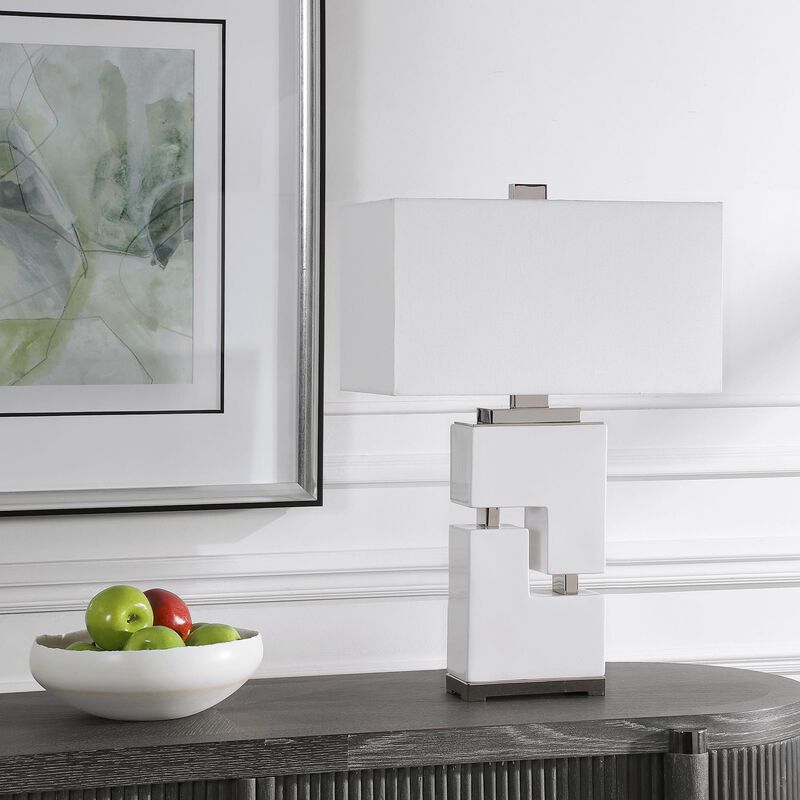 Tetris White Table Lamp by Uttermost