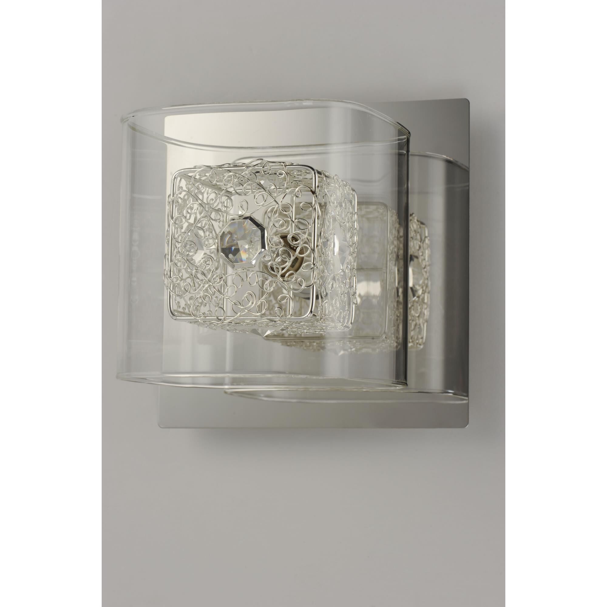 Shown in Polished Chrome finish and Clear glass and Inner Metal - Silver accent