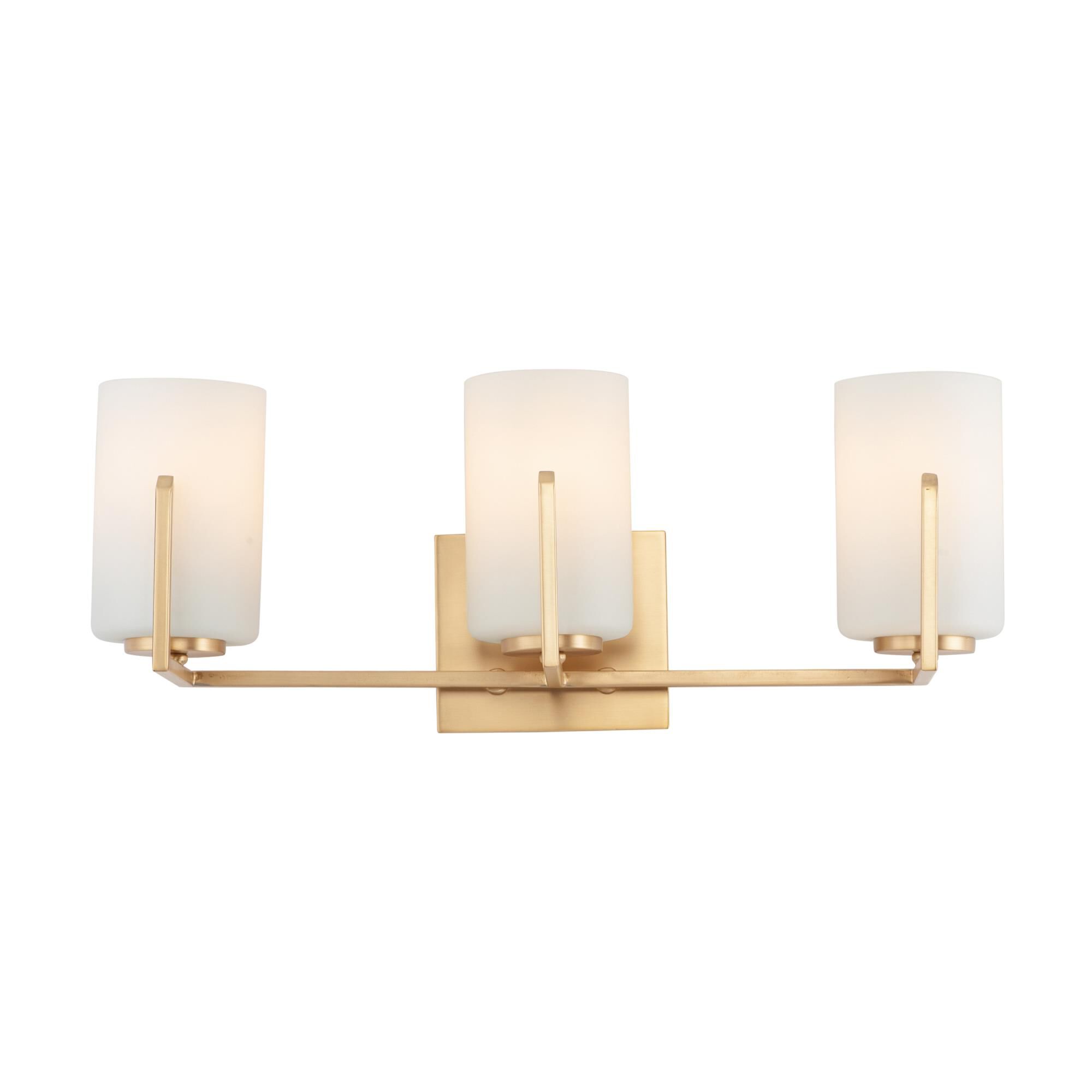 Shown in Satin Brass finish and Satin White glass and Glass shade