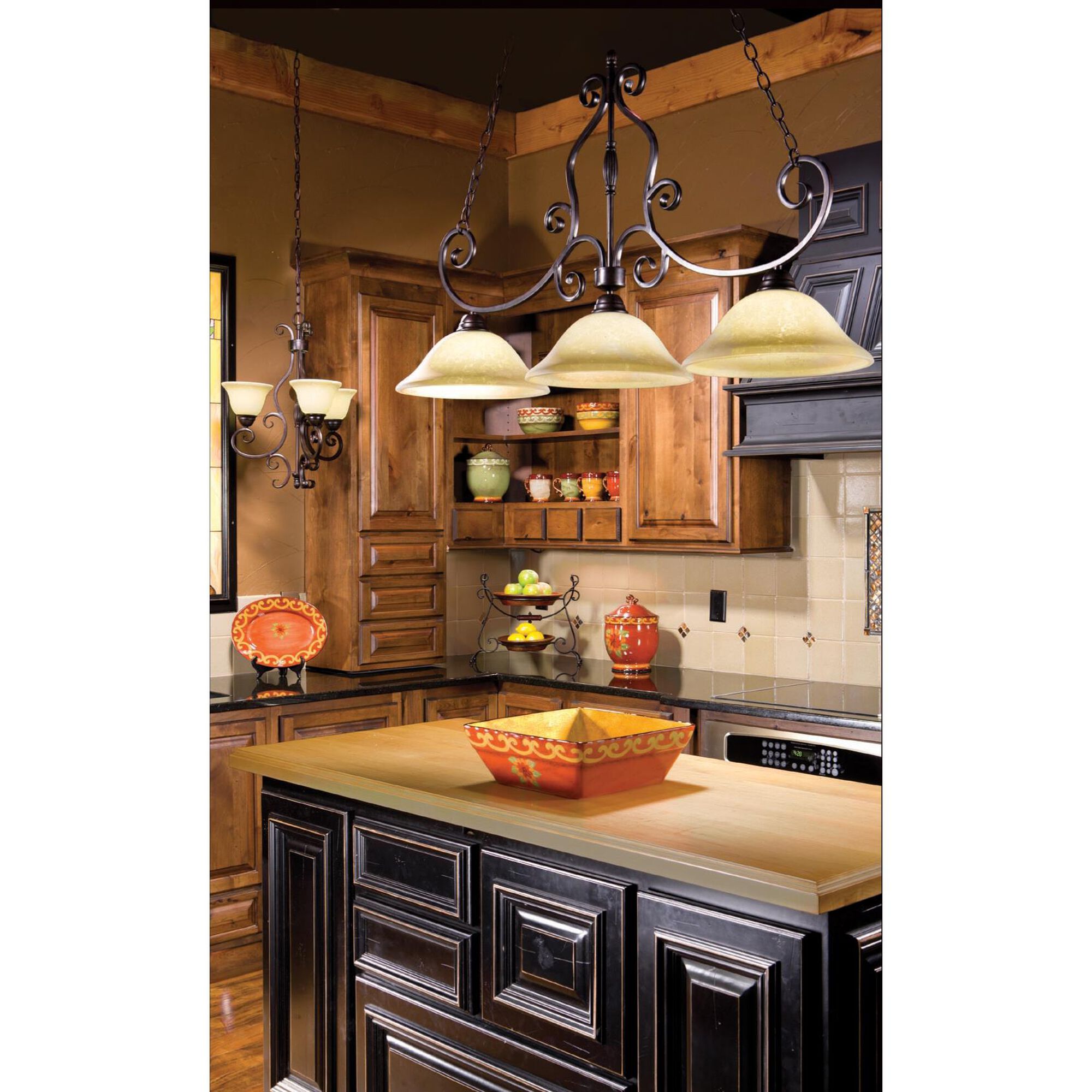 Shown in Oil Rubbed Bronze finish and Frosted Ivory glass and Glass shade