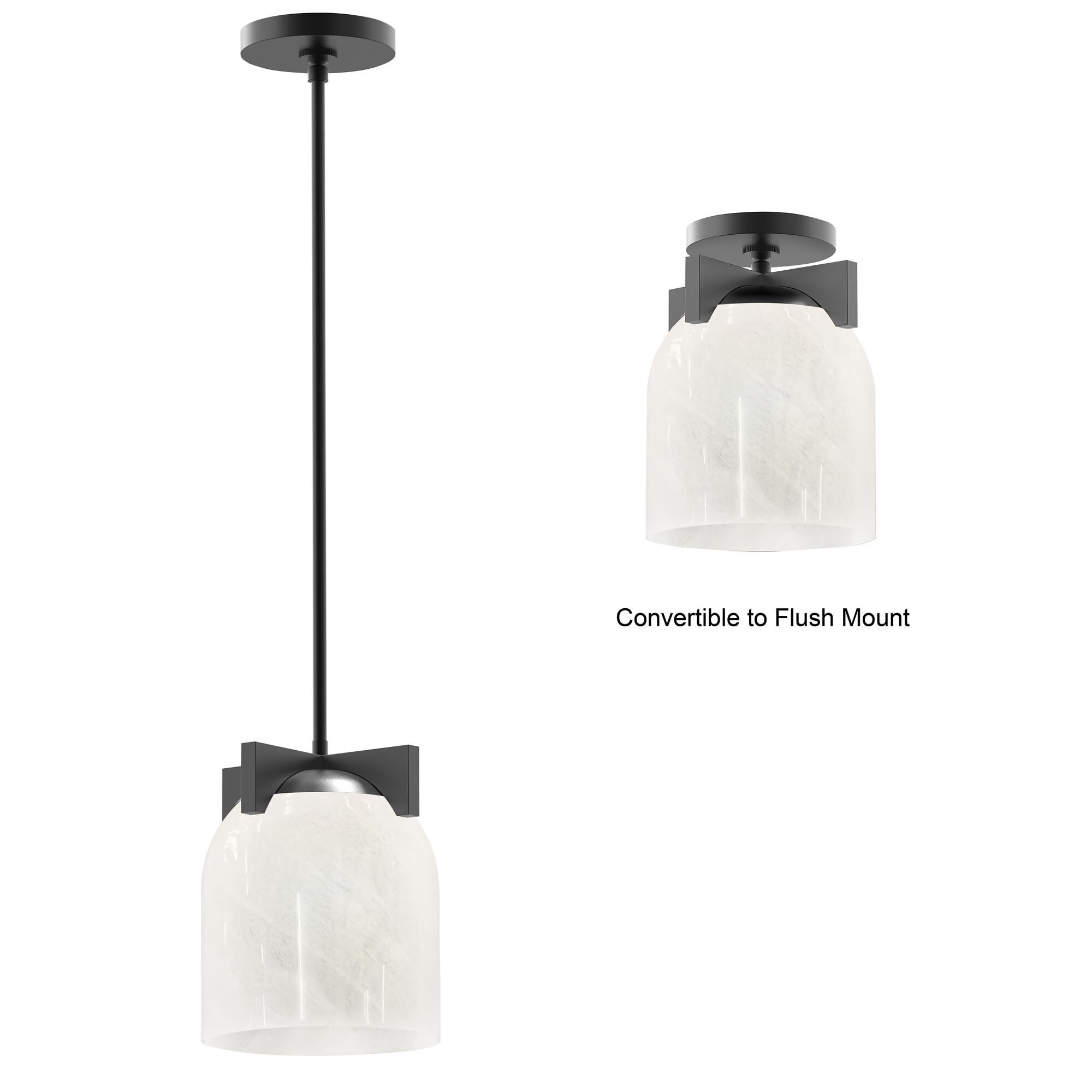 Shown in Black finish and Marble glass and Glass shade