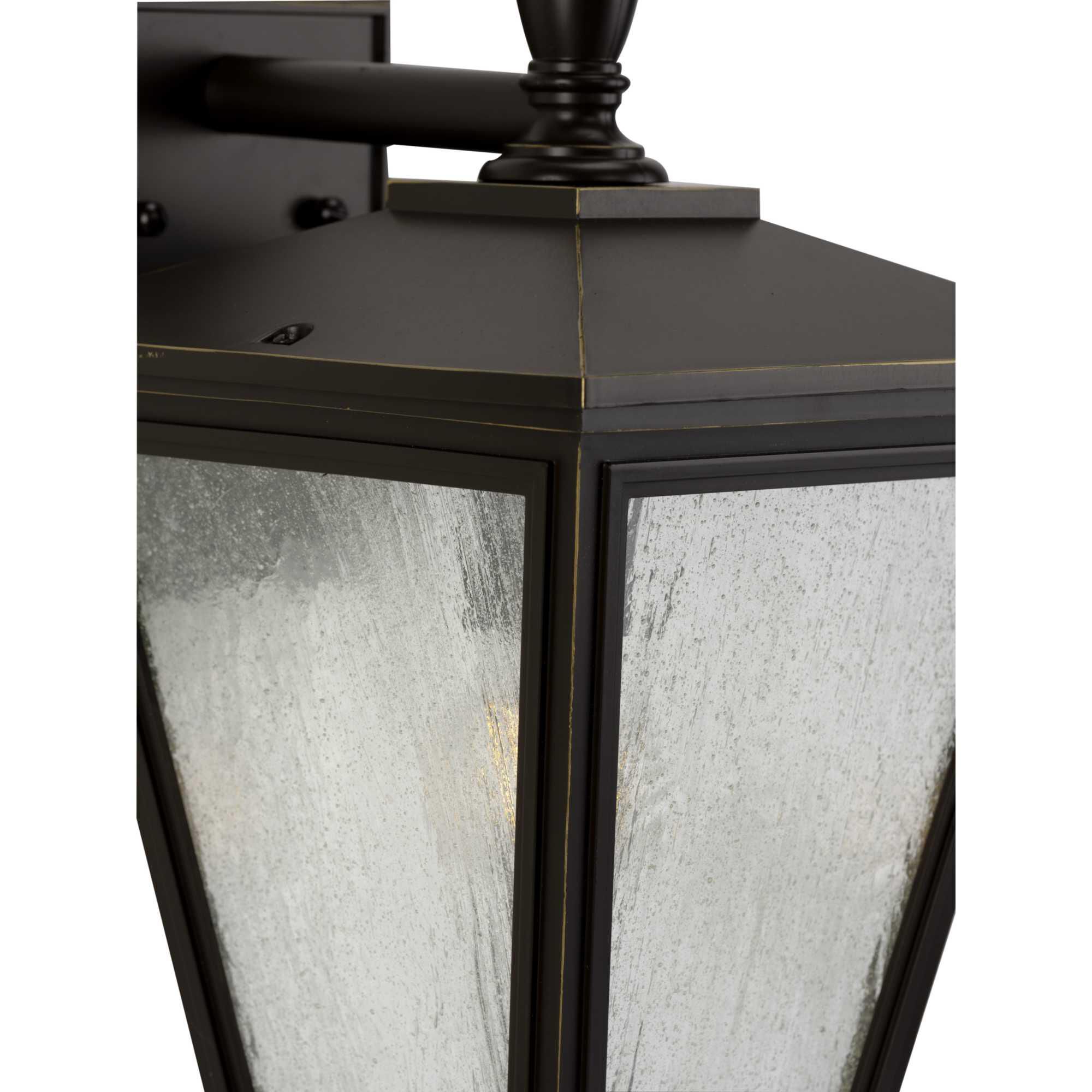 Shown in Antique Bronze finish and Clear Seeded glass