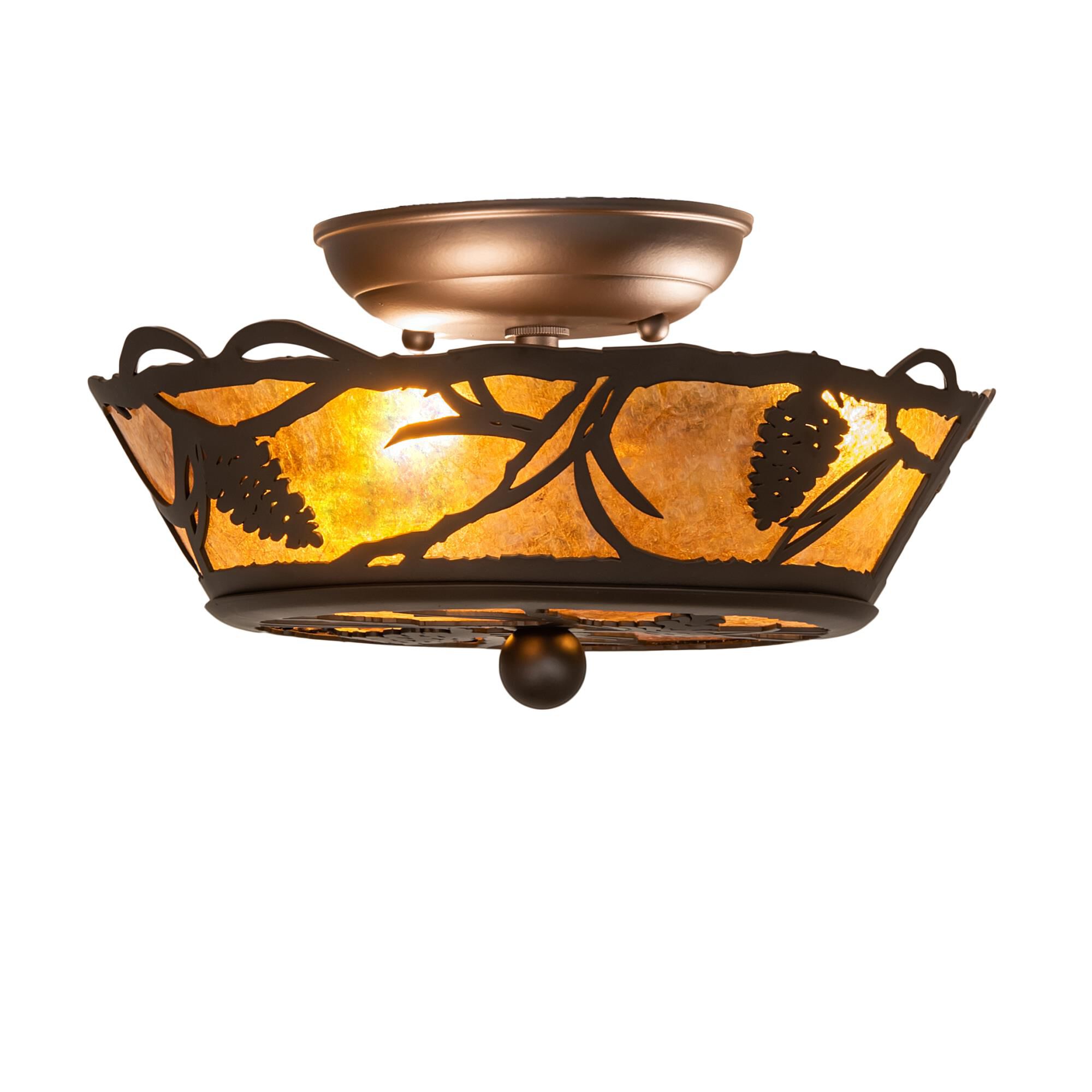 Shown in Oil Rubbed Bronze finish and Amber Mica glass