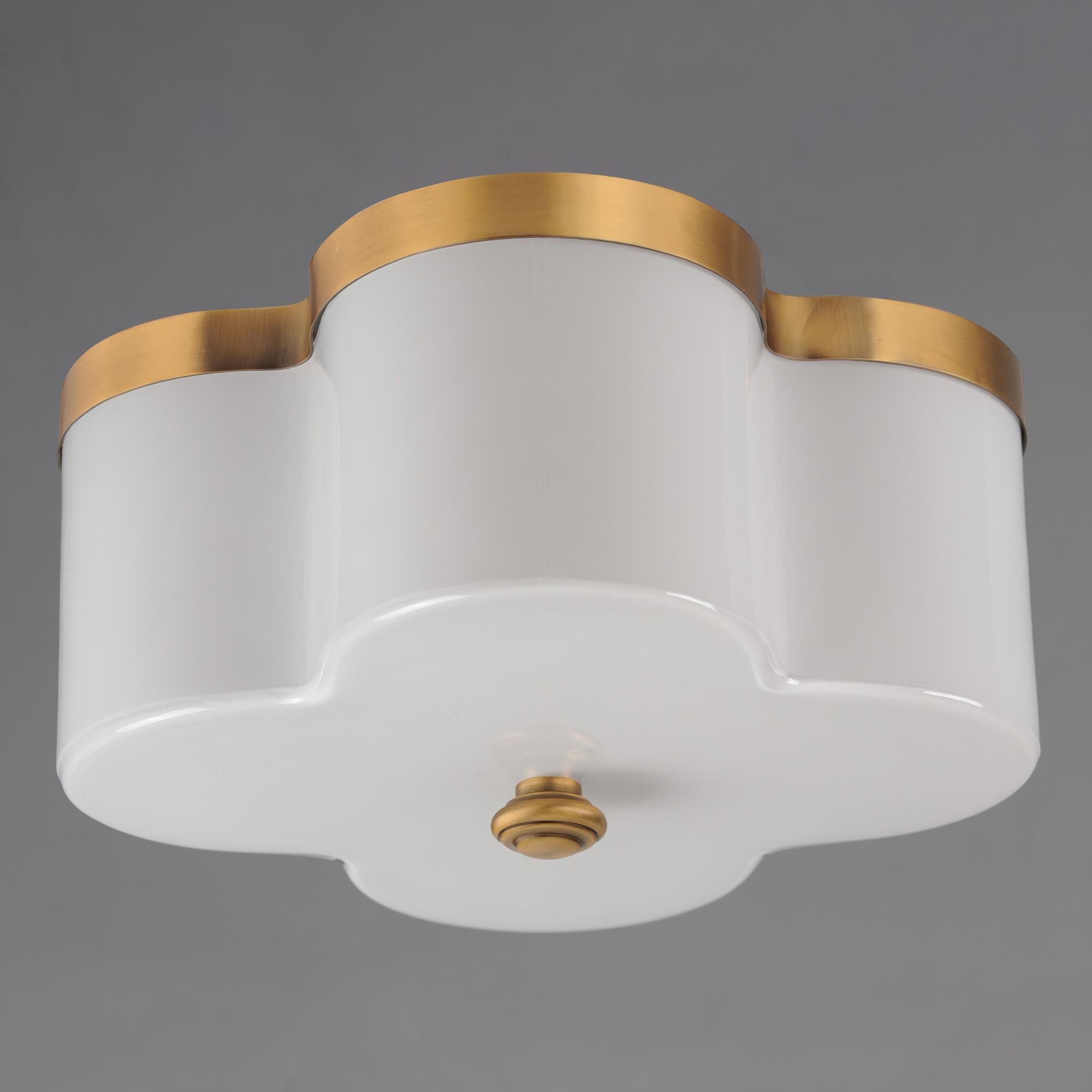 Shown in Natural Aged Brass finish and White glass and Glass shade