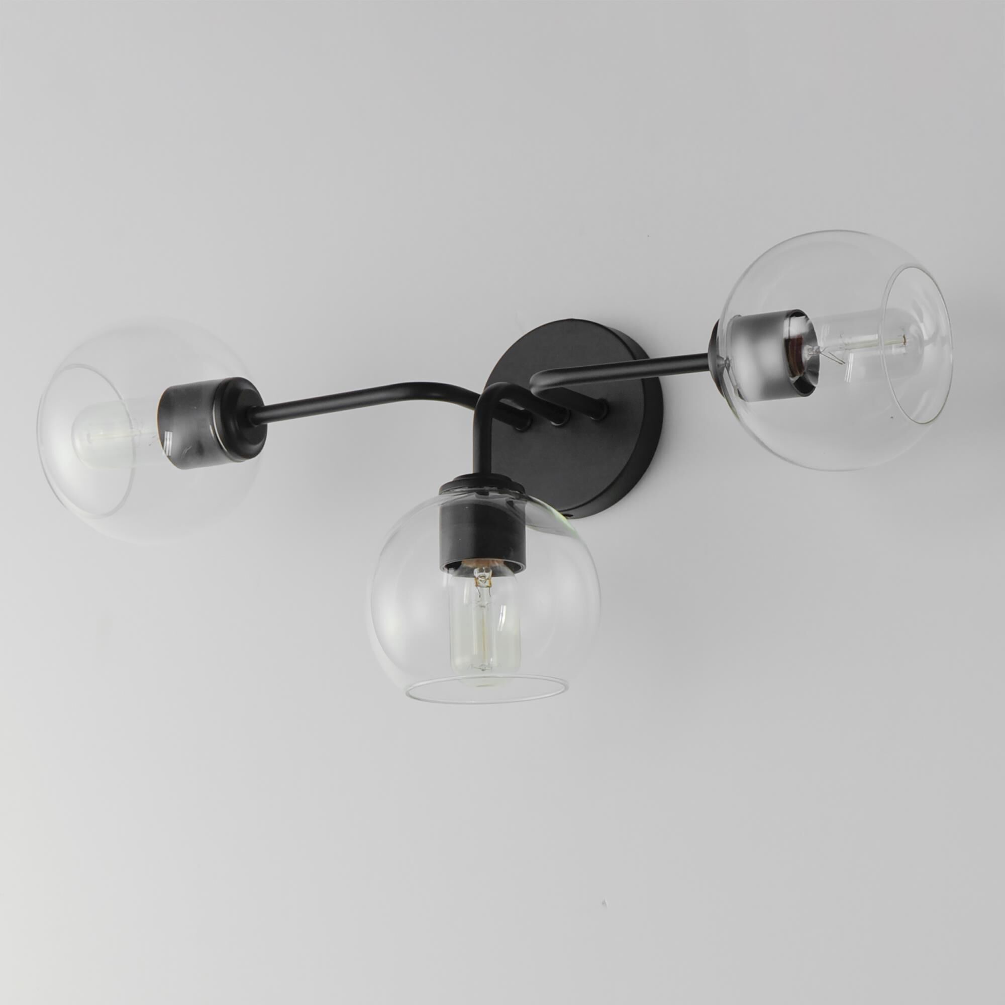 Shown in Black finish and Clear glass and Glass shade