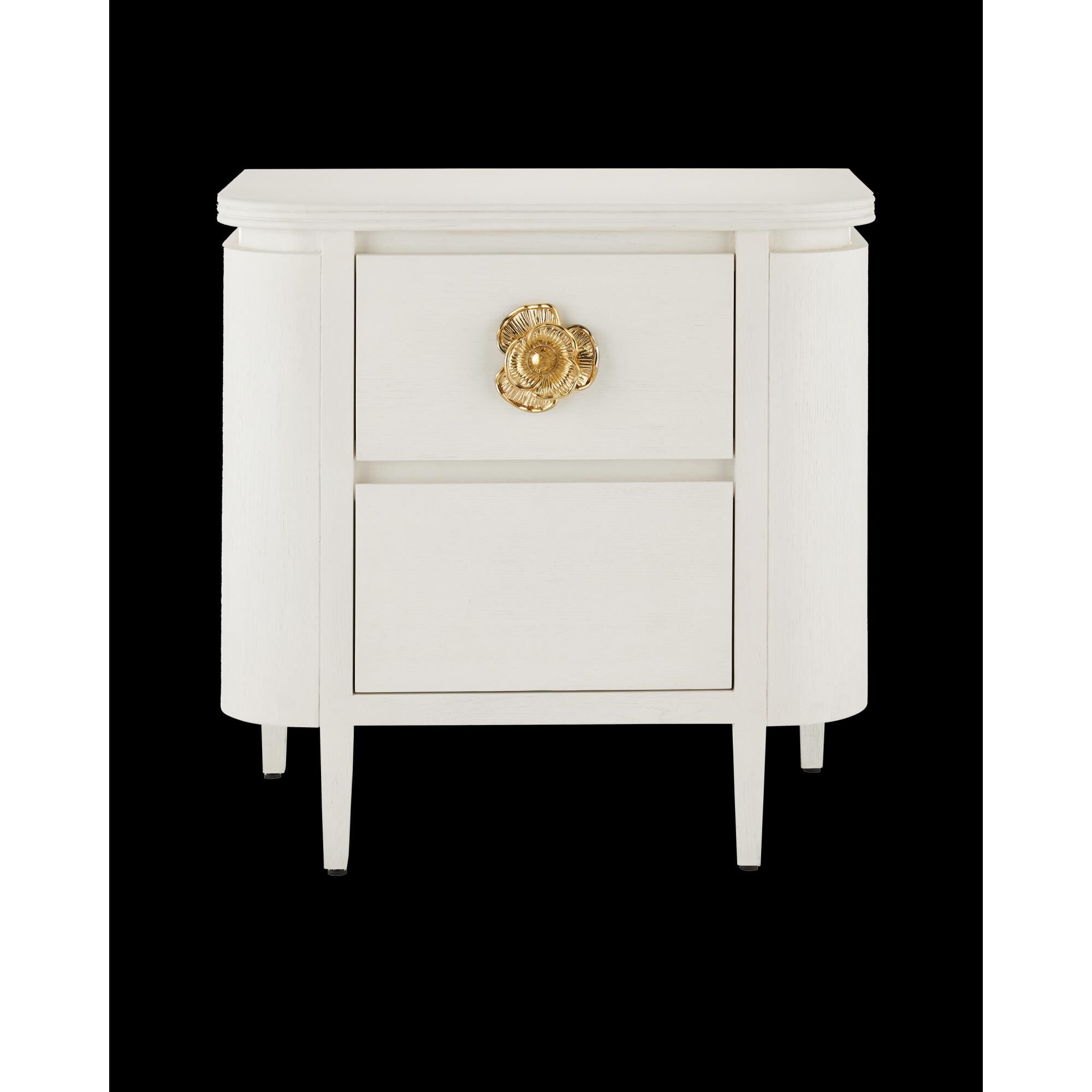 Shown in Cerused White and Brass finish