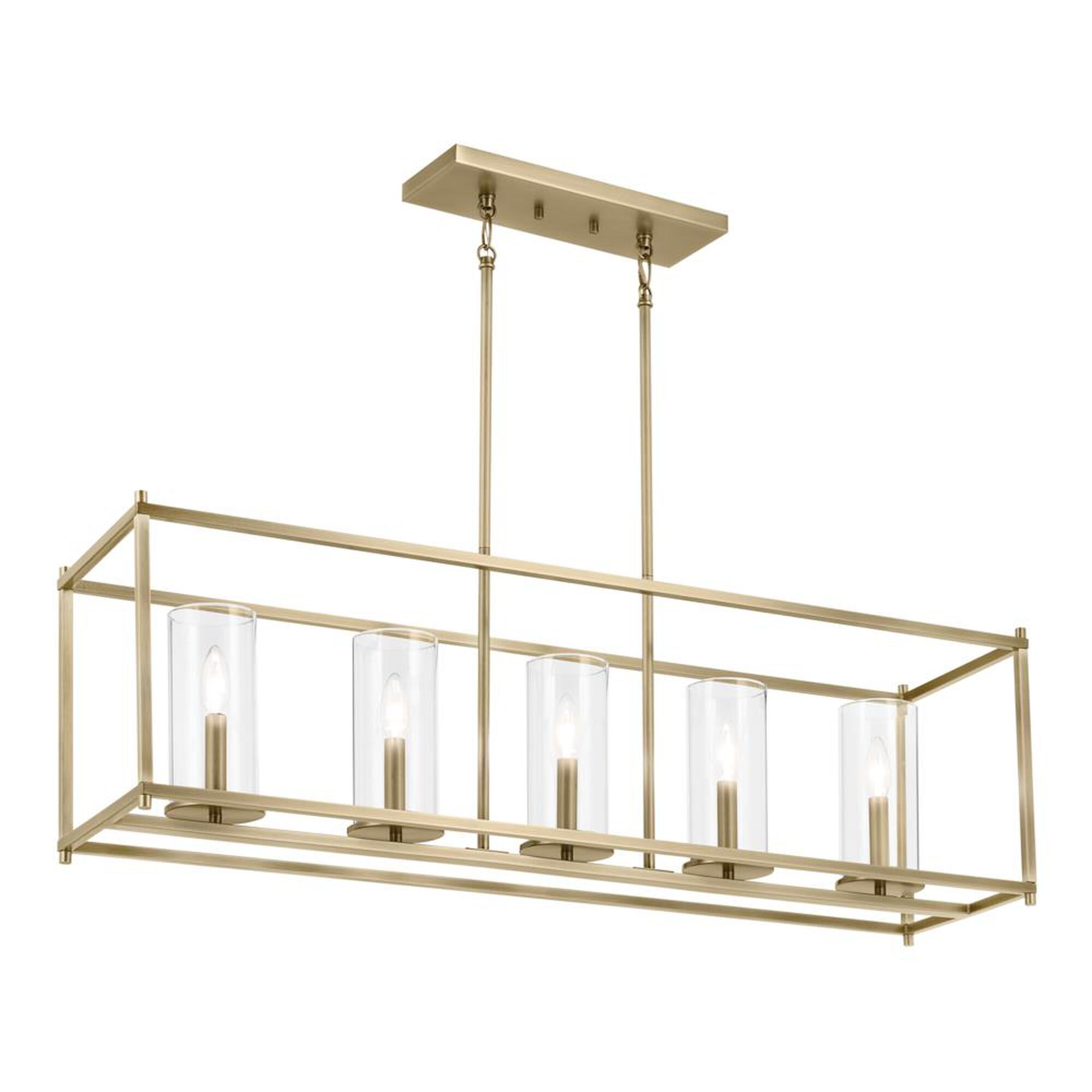 Shown in Natural Brass finish and Clear glass