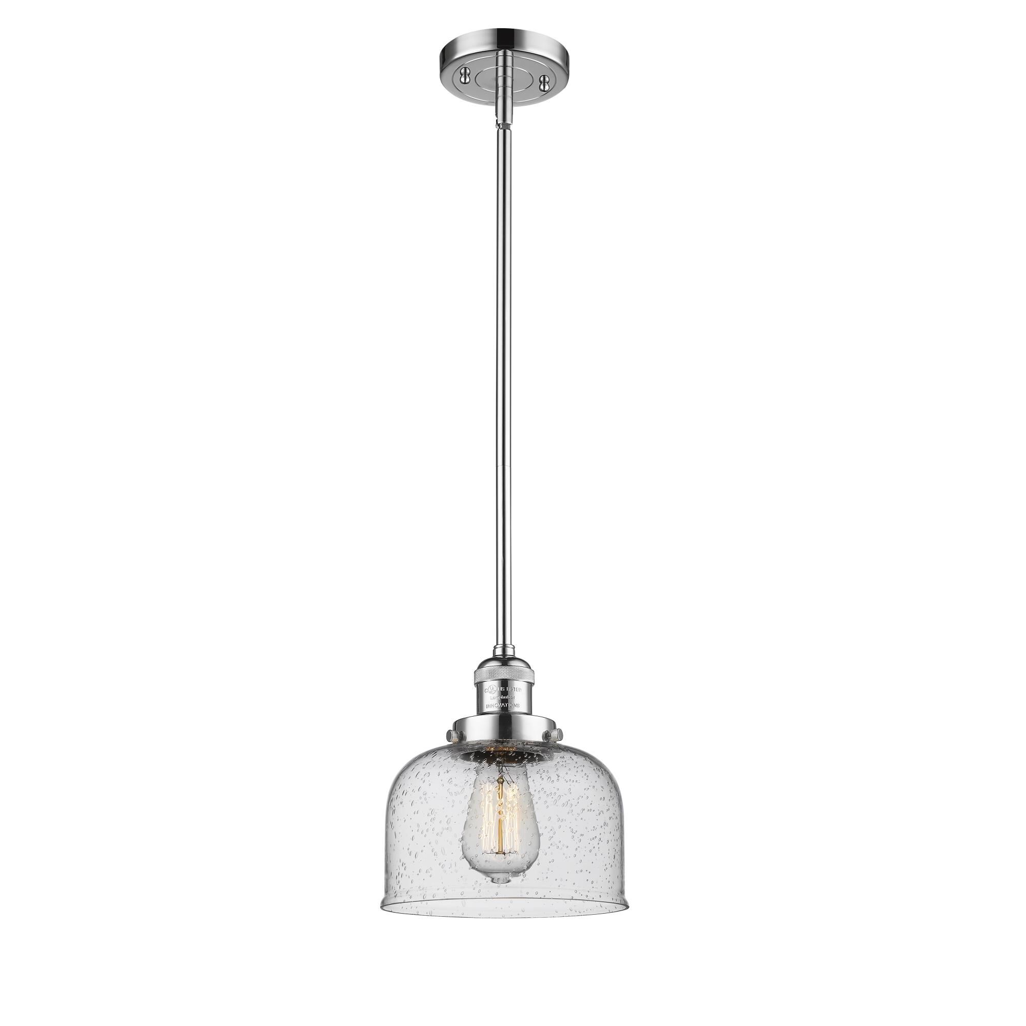 Shown in Polished Chrome finish and Seedy Large Bell glass and Stem accent