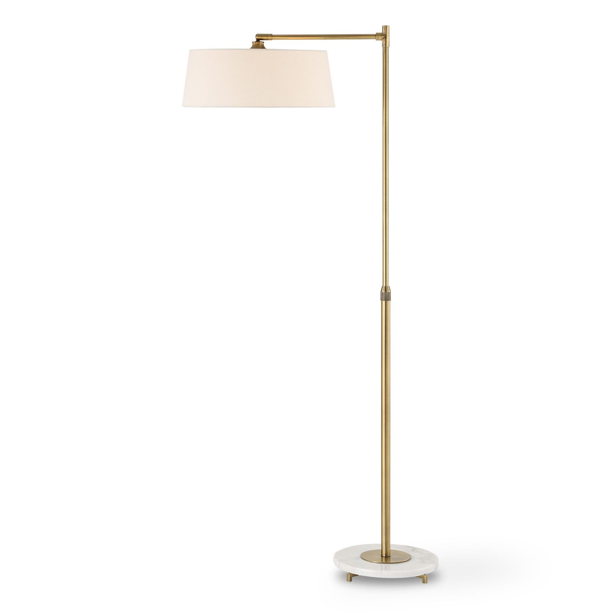 Shown in This Refined Floor Lamp Is Crafted From Iron Finished In A Plated Antique Brushed Brass, Attached To finish and Round Hardback shade