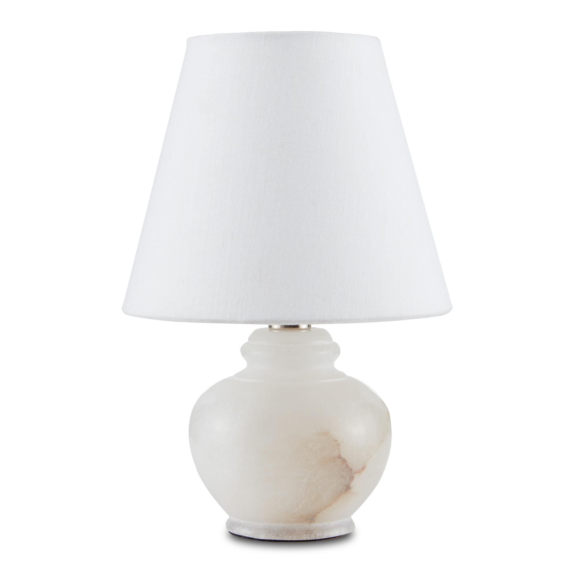 Shown in Natural/Alabaster finish and White Linen shade