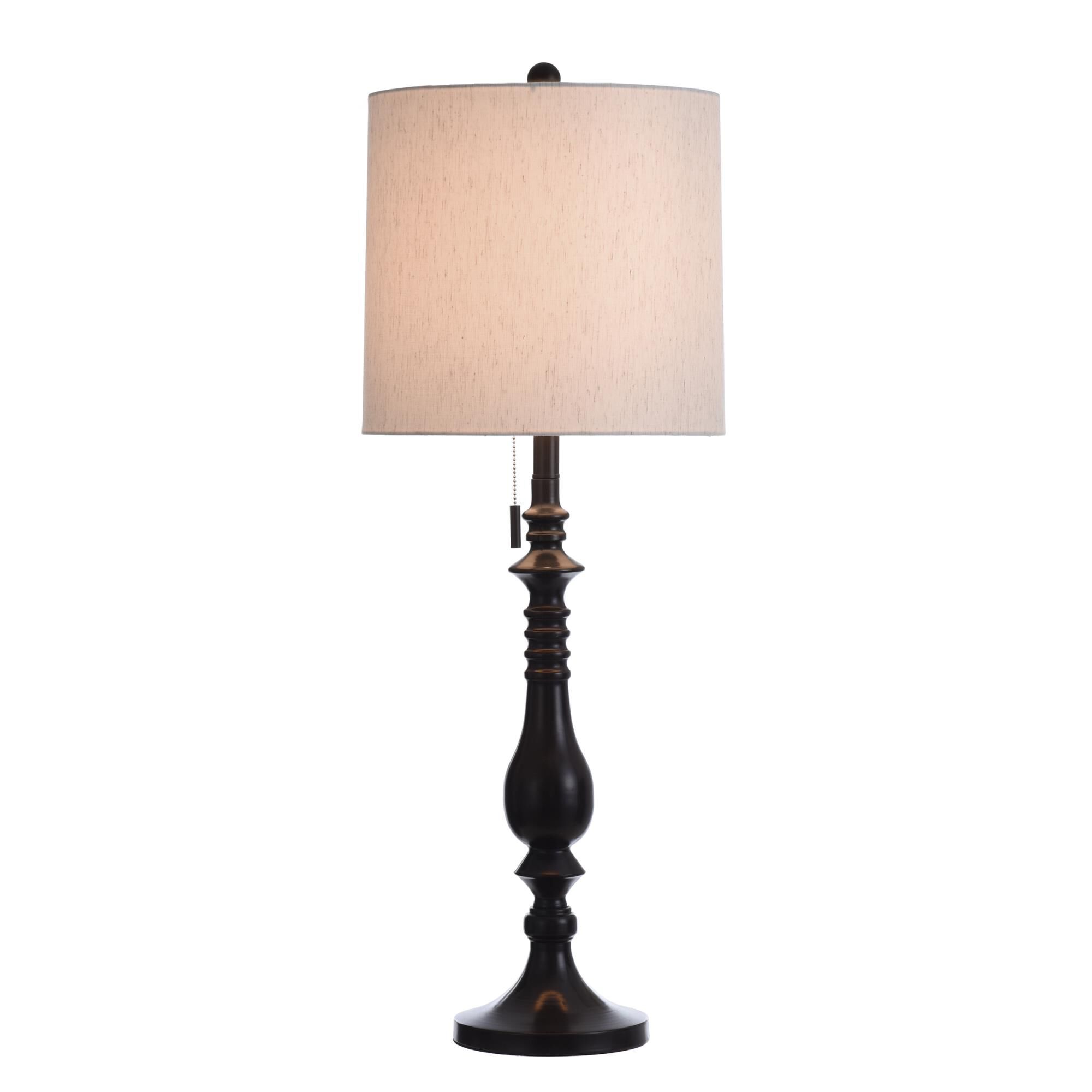 Shown in Oil Rubbed Bronze, Black, Off White finish and White Polyester Fabric shade