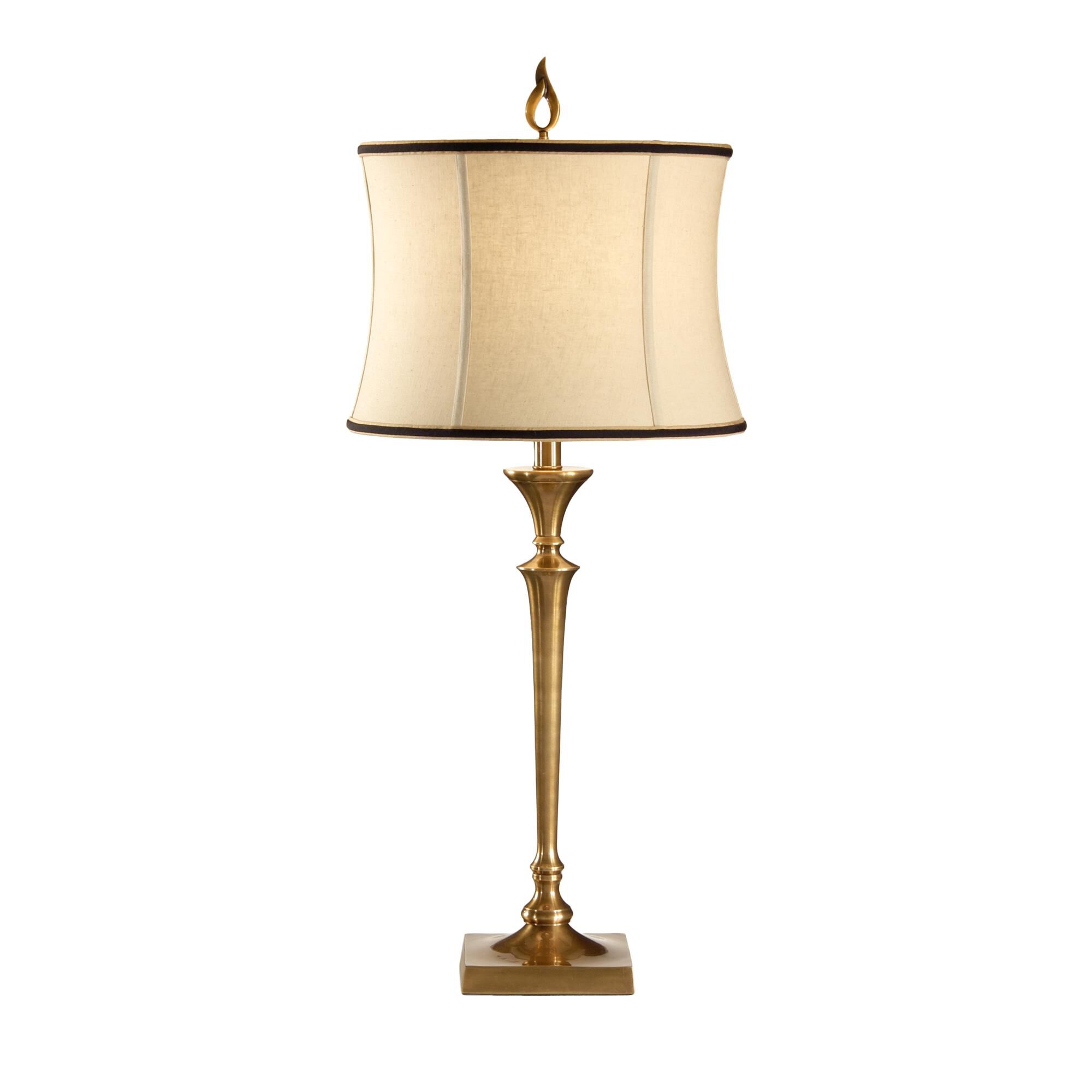 Shown in Solid Brass finish and Taupe shade