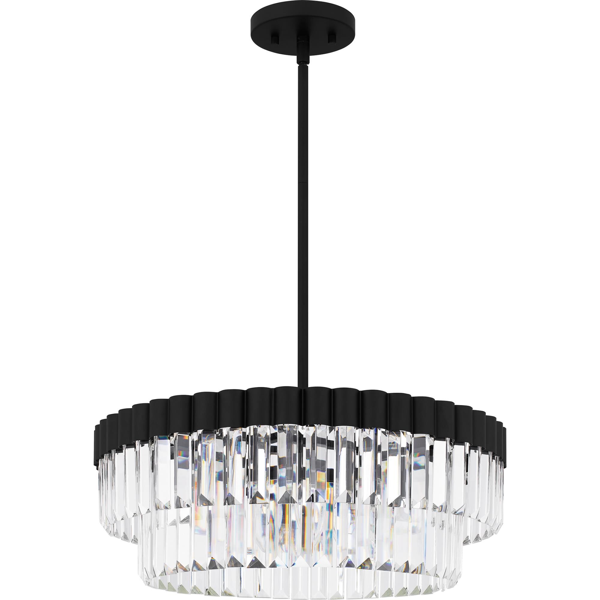 Shown in Matte Black finish and Clear Crystal Glass , Clear Crystal Glass Drop shade