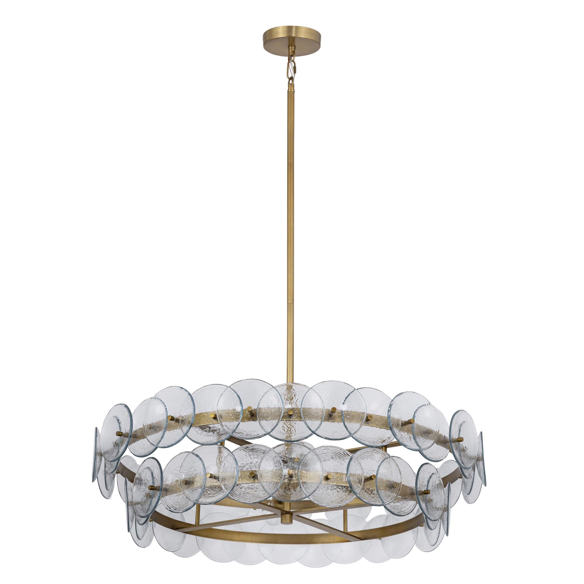 Shown in Weathered Brass finish and Textured Clear glass and Recycled Glass shade