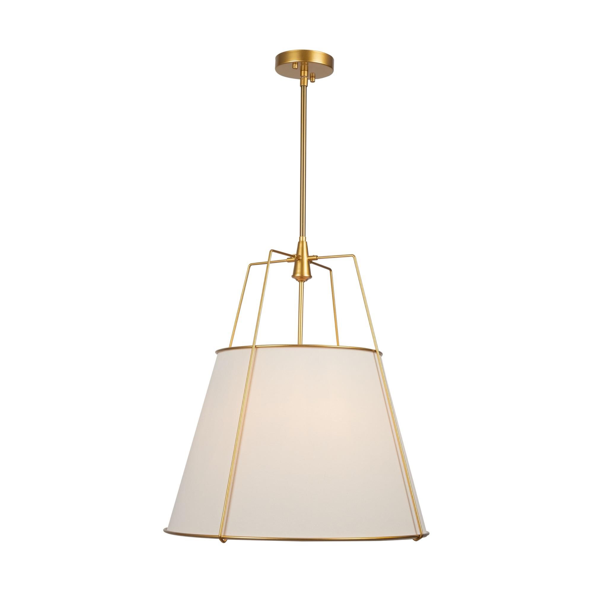 Shown in Brass finish and Pvc+linen shade