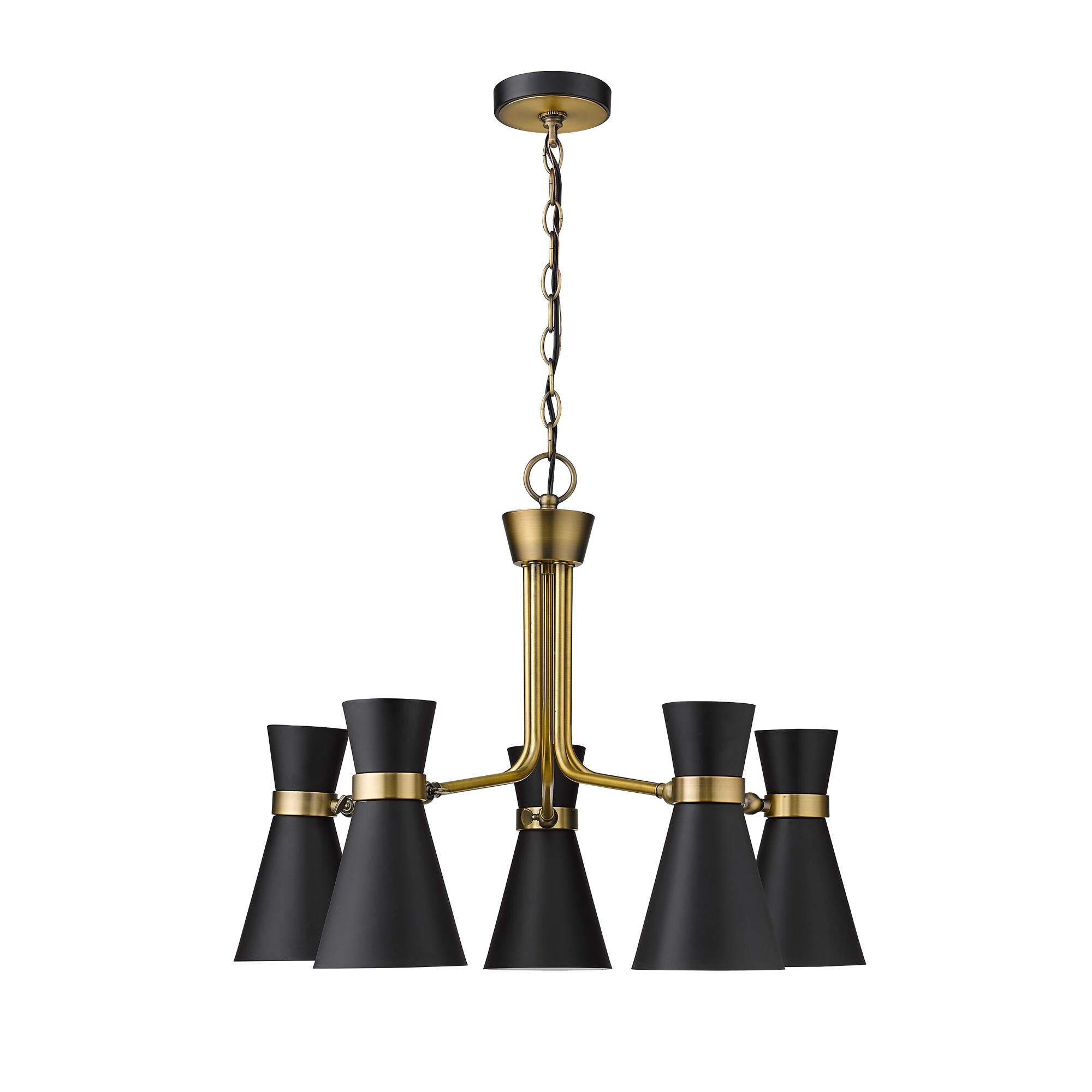 Shown in Matte Black + Heritage Brass finish and Metal glass and Metal shade