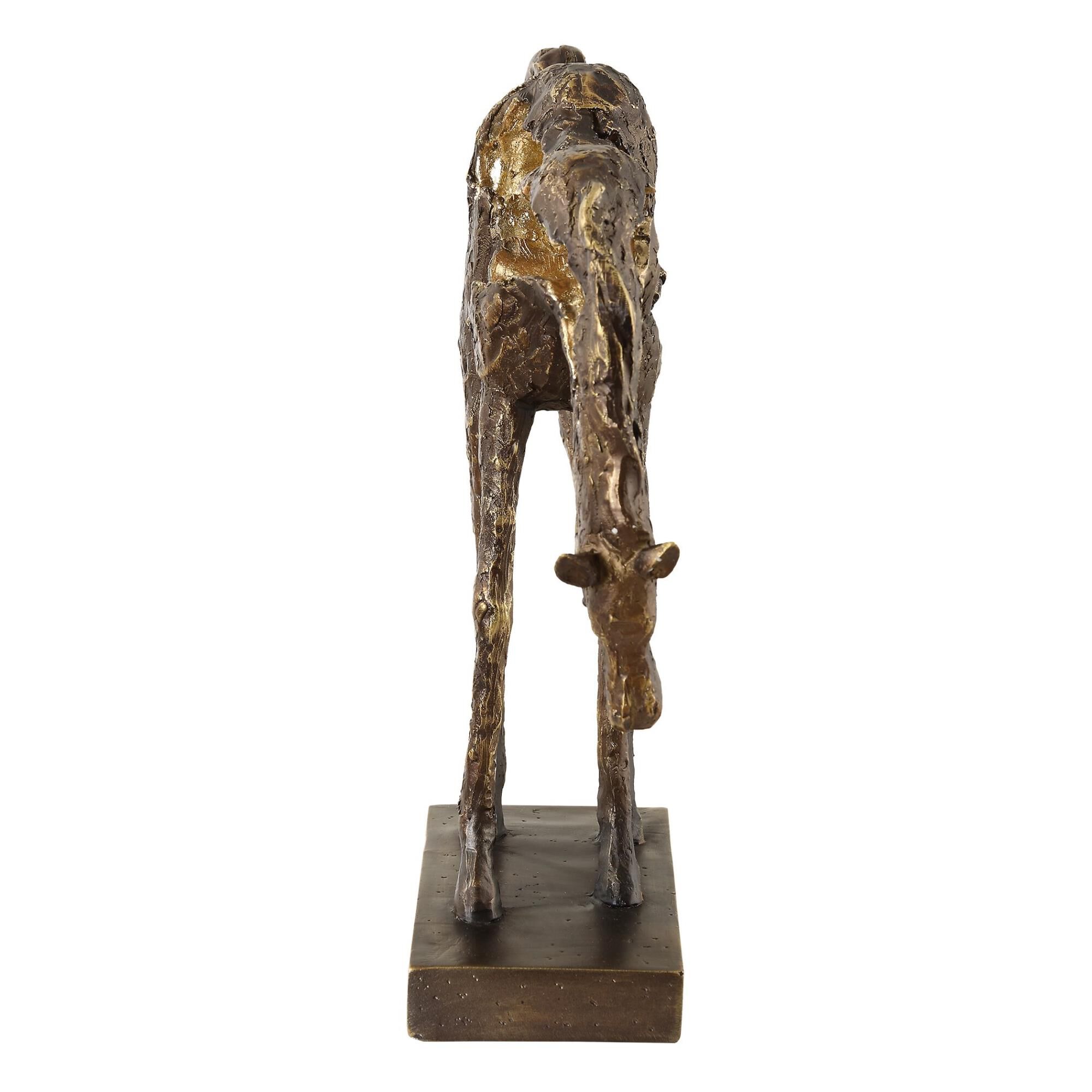 Shown in Openly Sculpted, Grazing Horse Sculpture Finished In A Heavily Textured, Antiqued Bronze With Dark B finish