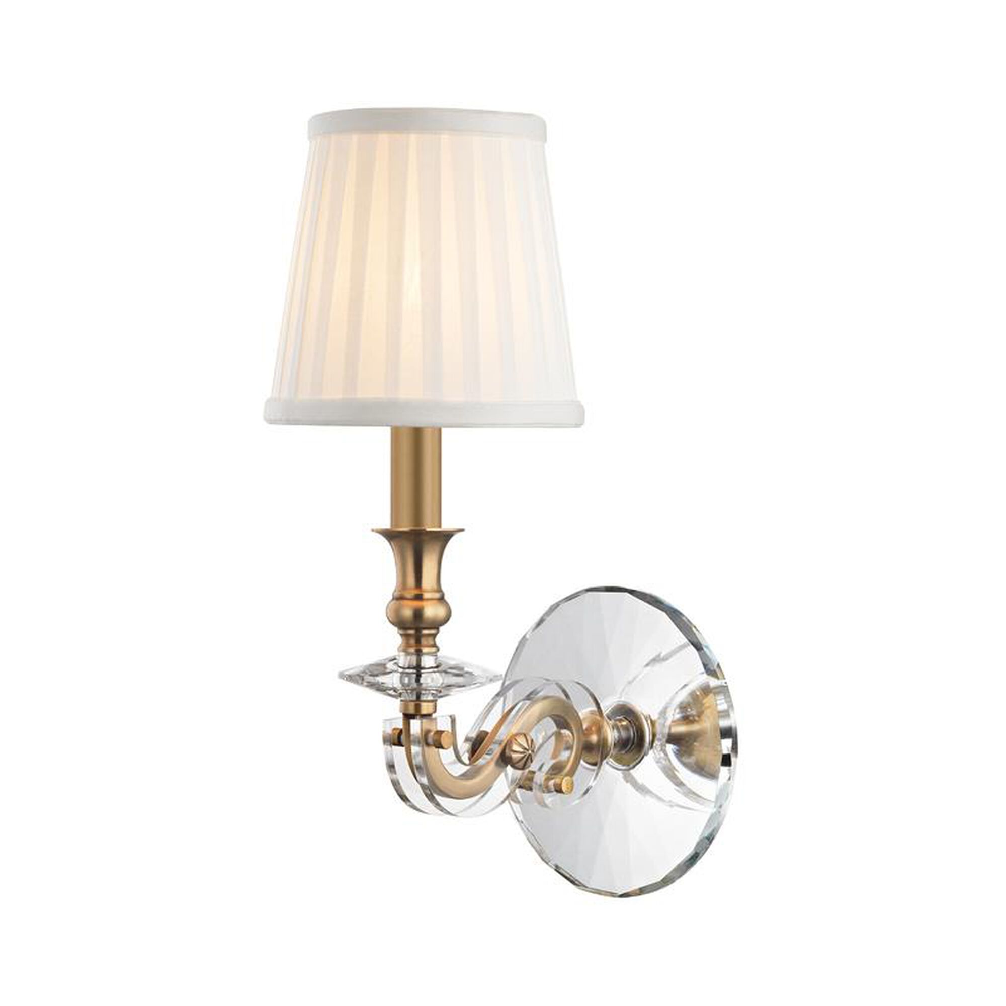 Shown in Aged Brass finish and White Silk shade