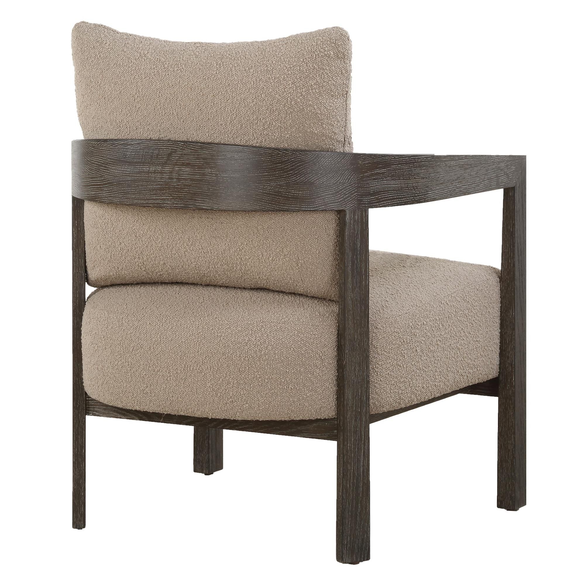 Shown in Sink Into The Comfort Of The Sienna Accent Chair. Modern Lines Of The Solid Oak Barrel Frame Are Sof finish