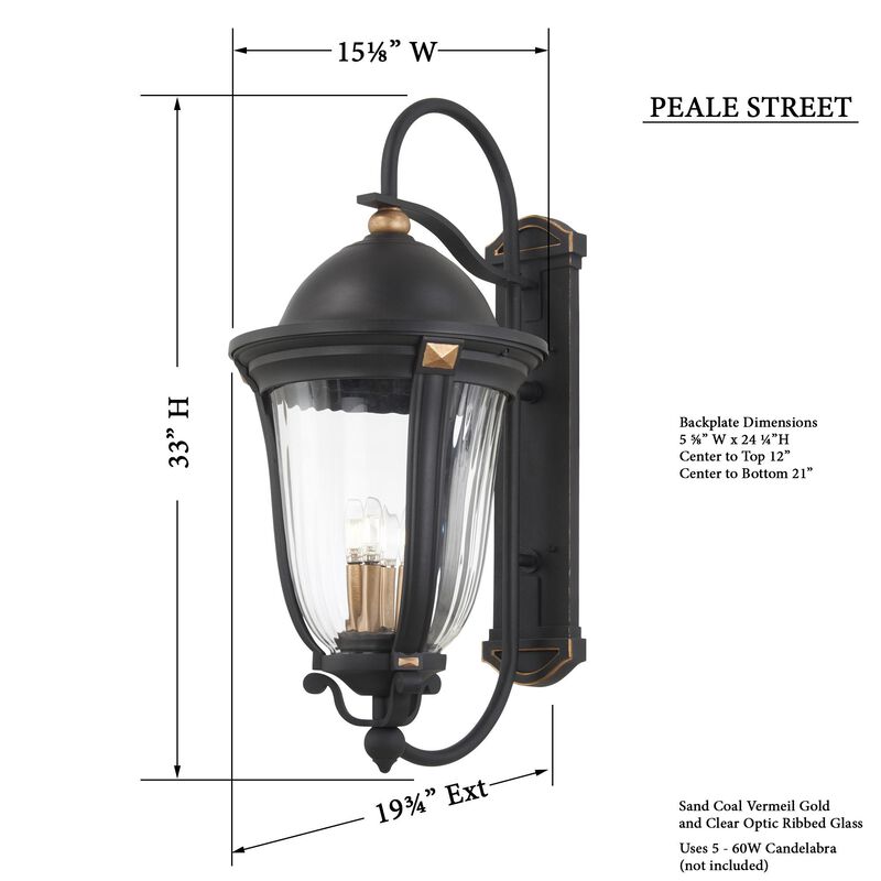 Peale Street 33 Inch Tall 5 Light Outdoor Wall Light by Minka Lavery