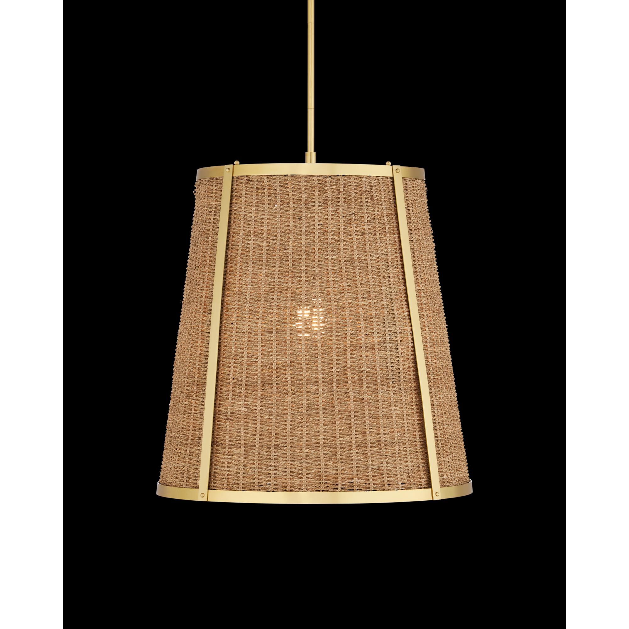 Shown in Natural and Polished Brass finish and Natural Seagrass shade