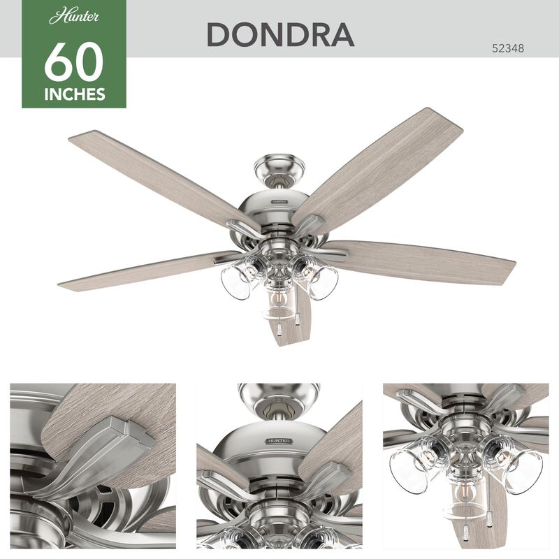 Dondra 60 Inch Ceiling Fan with Light Kit by Hunter Fan