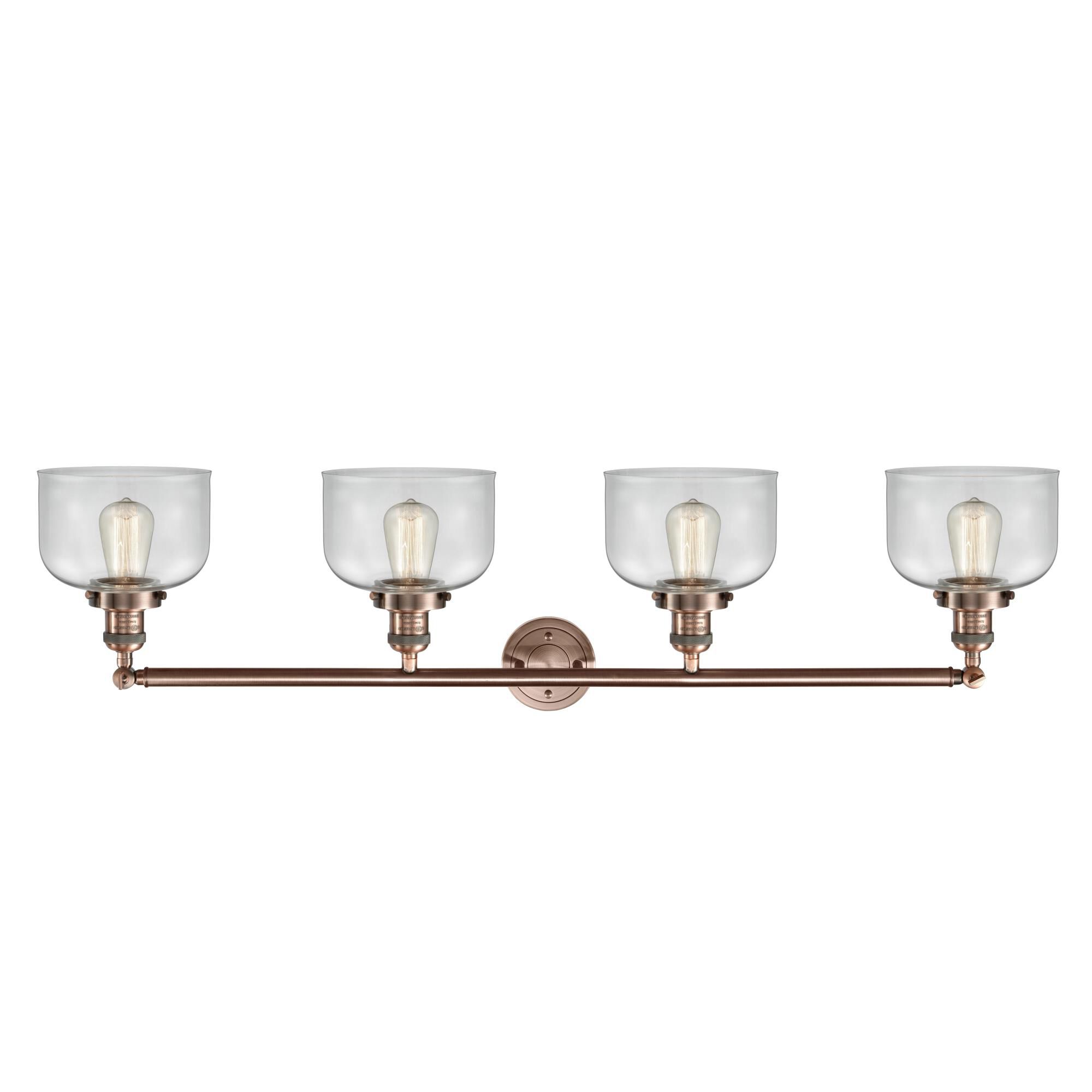 Shown in Antique Copper finish and Clear glass and Adjustable Swivels accent