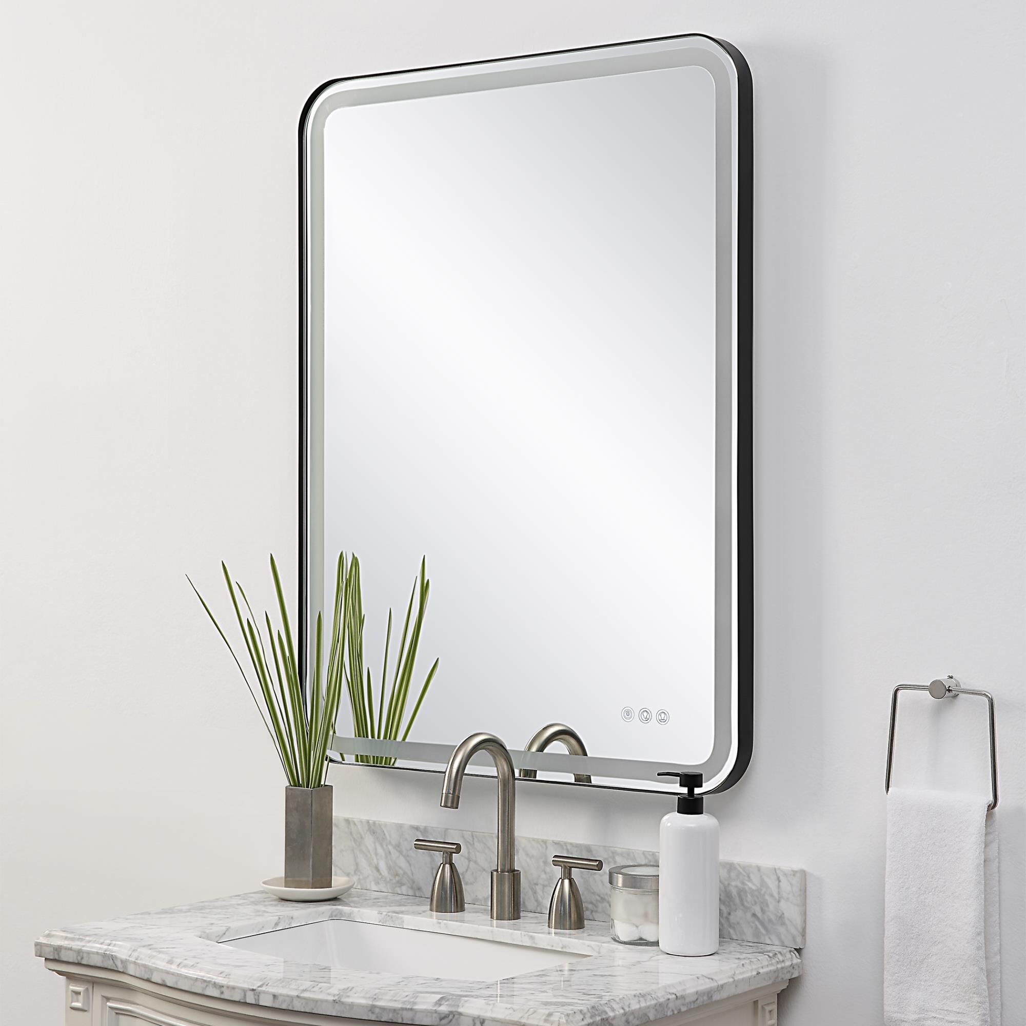 Shown in Versatile In Design, This Mirror Has Integrated Led Lighting That Illuminates Through The Frosted St finish