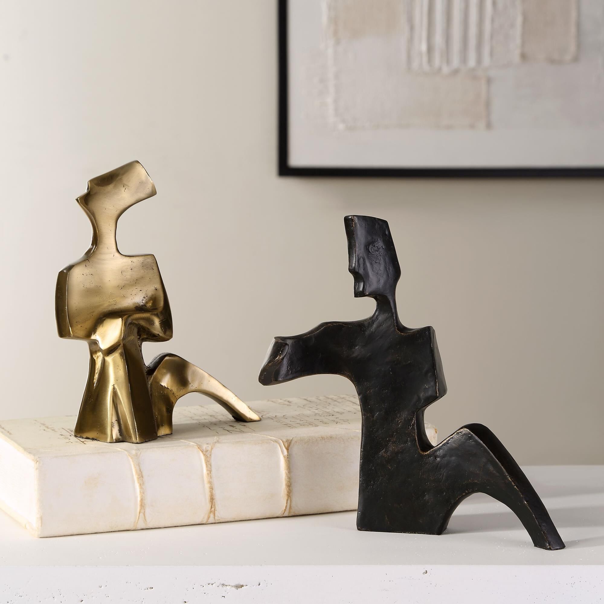 Shown in Capturing The Essence Of Love In Shimmering Bronze And Gold, Our Affectionate Couple Sculpture Evoke finish