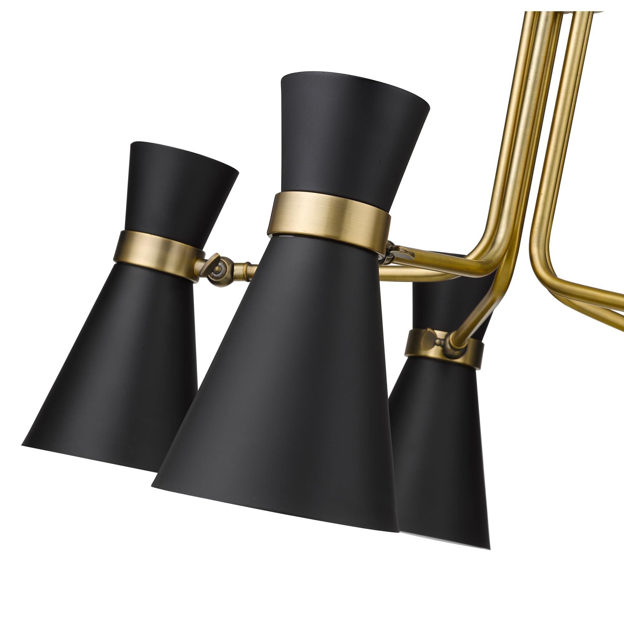 Shown in Matte Black + Heritage Brass finish and Metal glass and Metal shade