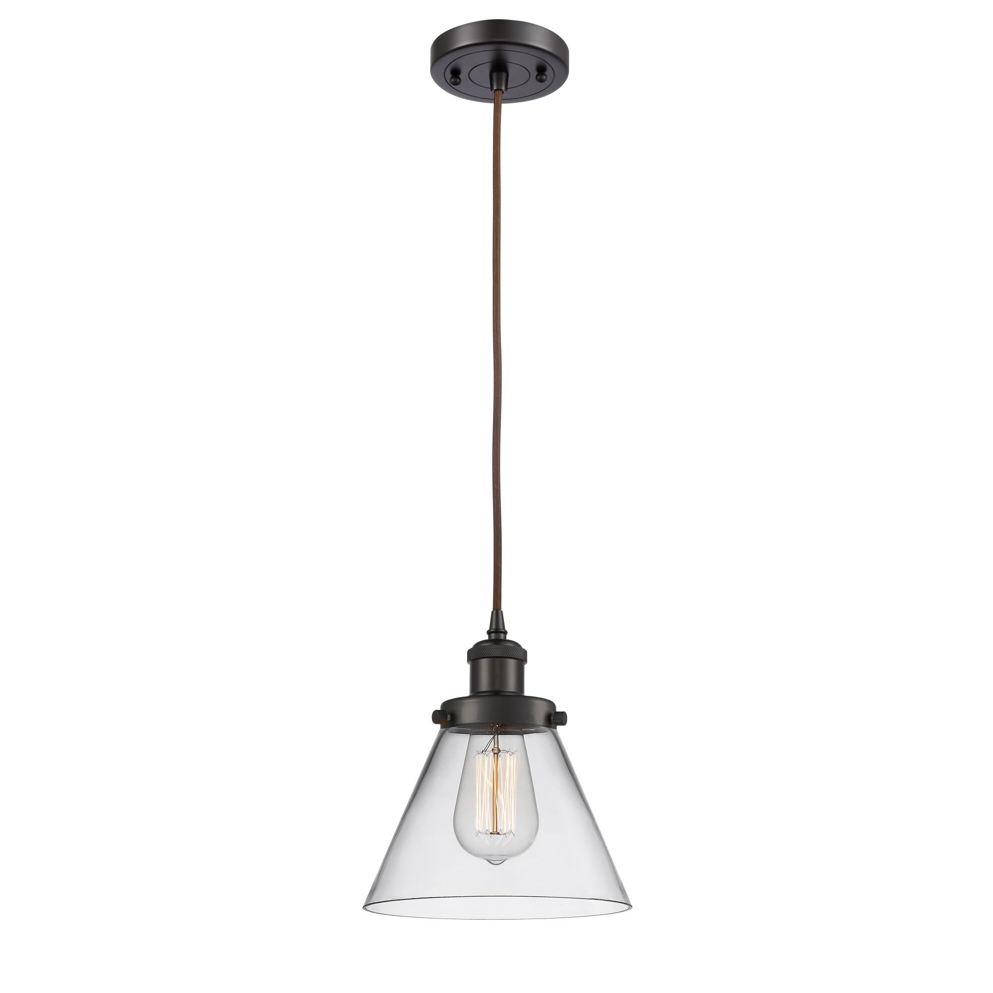 Shown in Oil Rubbed Bronze finish and Cone glass and Glass shade