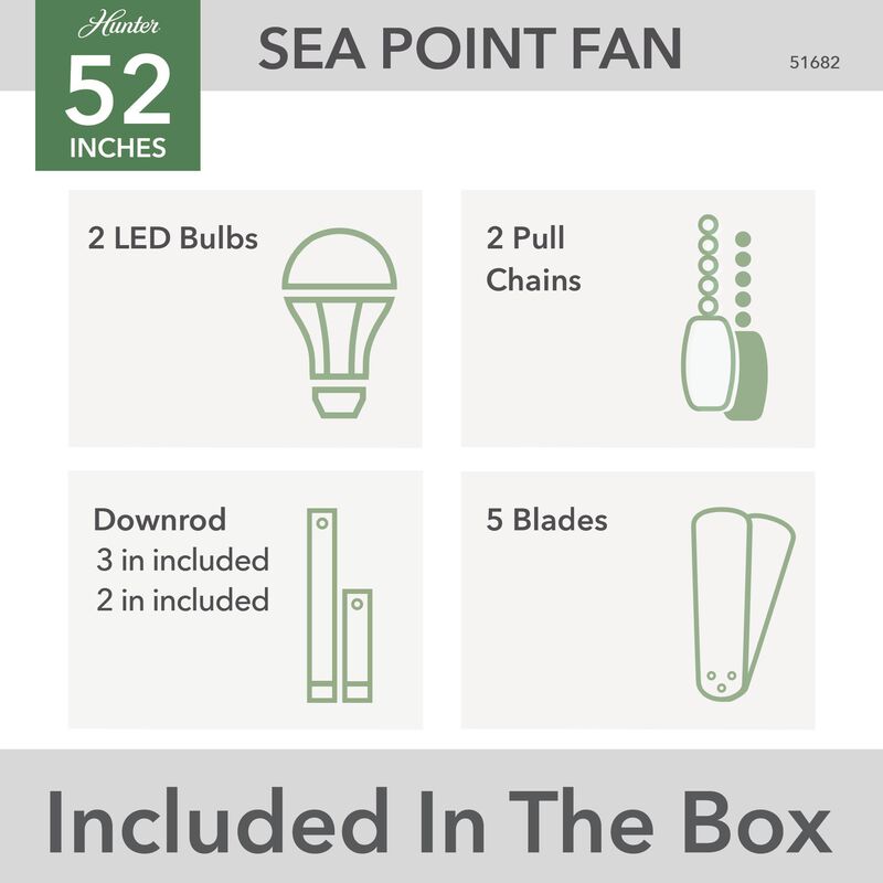 Sea Point 52 Inch Ceiling Fan with Light Kit by Hunter Fan