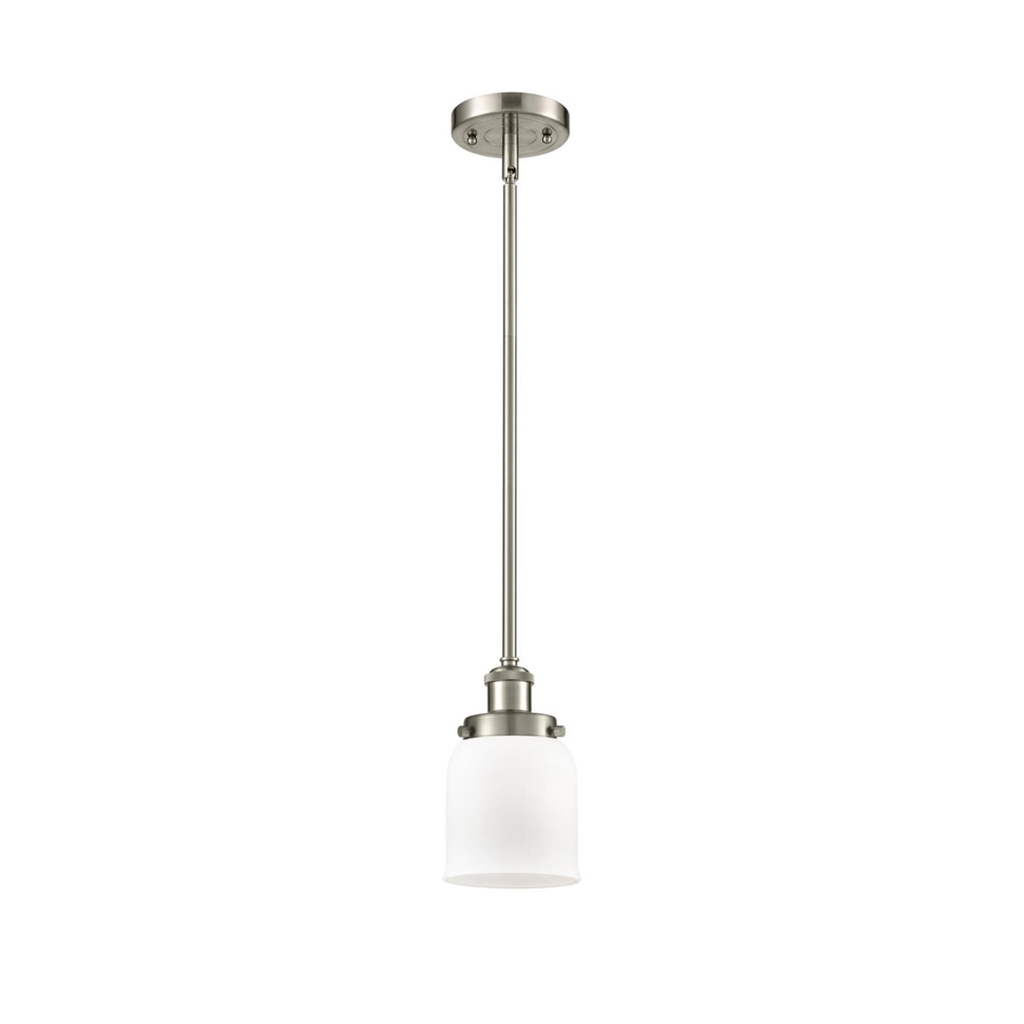 Shown in Brushed Satin Nickel finish and Bell glass and Glass shade