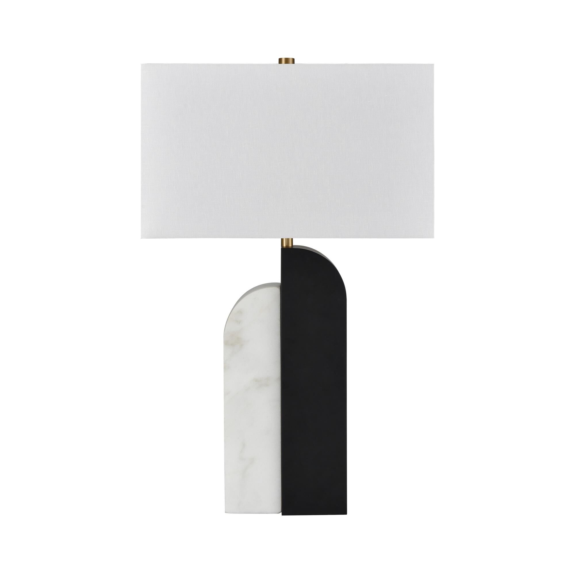 Shown in Matte Black finish and White Linen Rectanglular shade