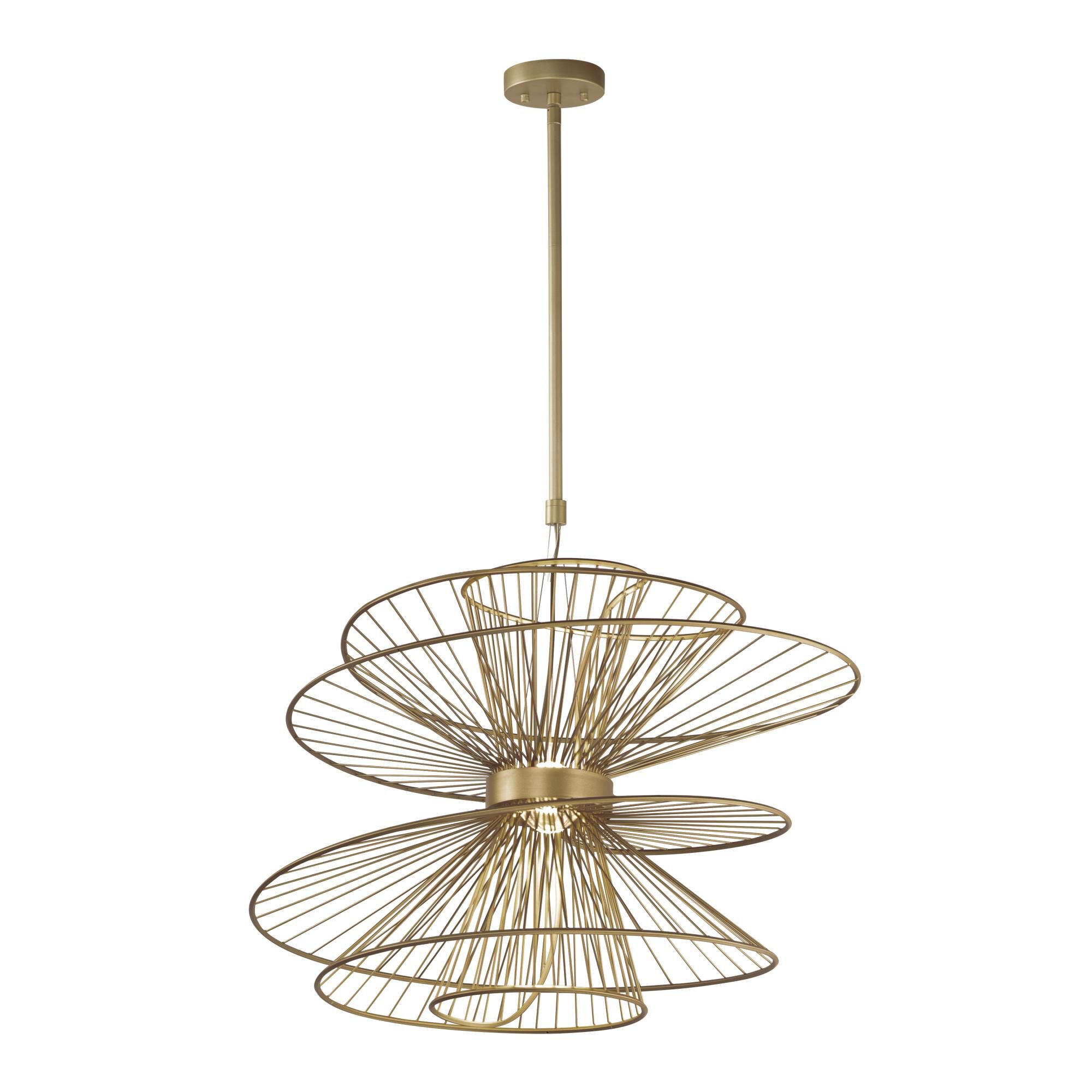 Shown in Natural Aged Brass finish and Glass shade