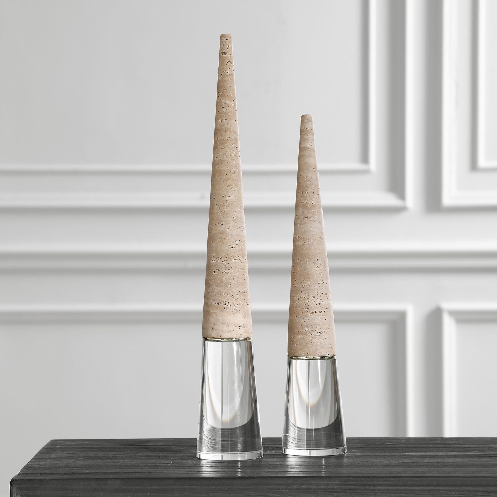 Shown in Crafted With Precision, These Sculptural Forms Feature Beige Unfilled Travertine Elevated By Thick C finish