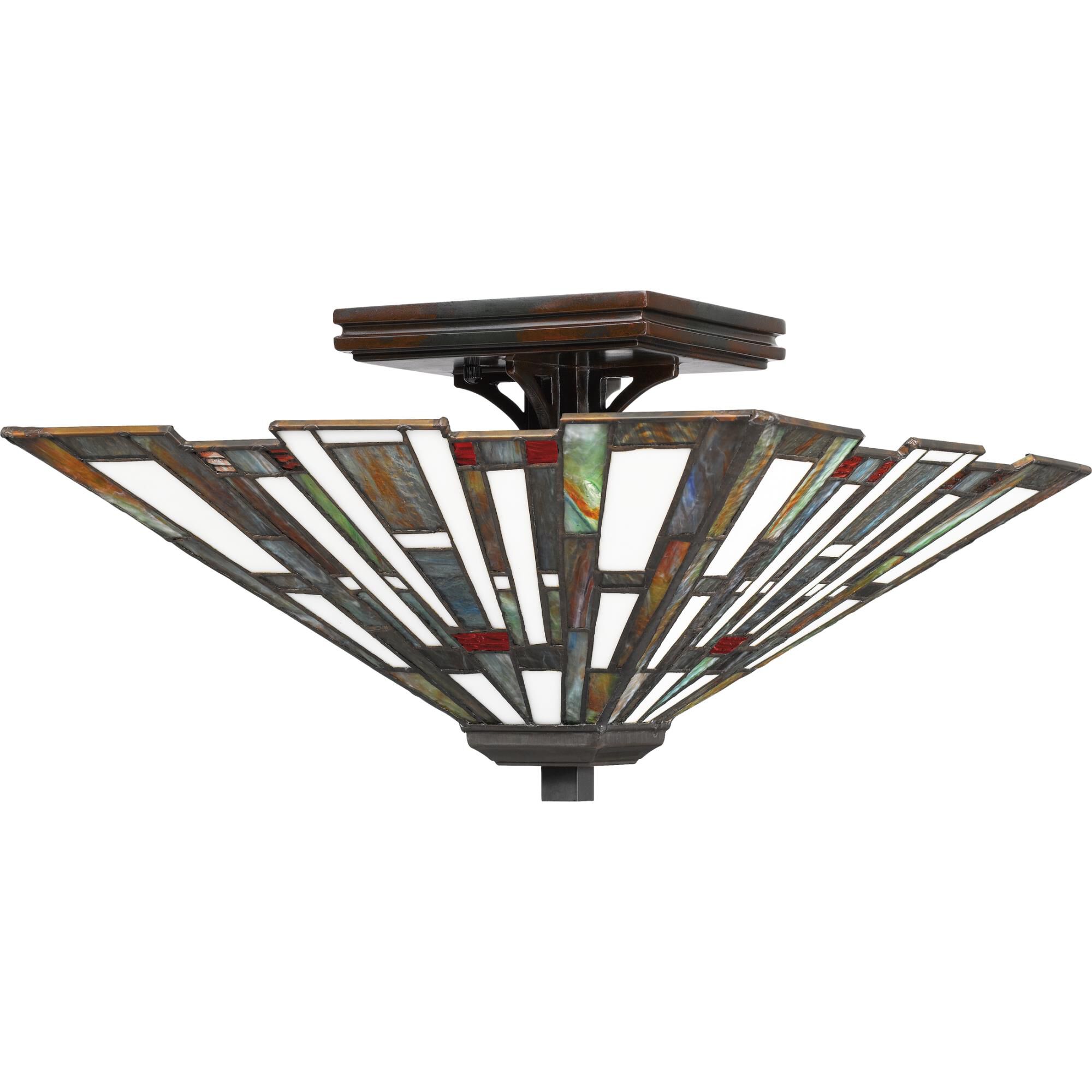 Shown in Valiant Bronze finish and Tiffany glass