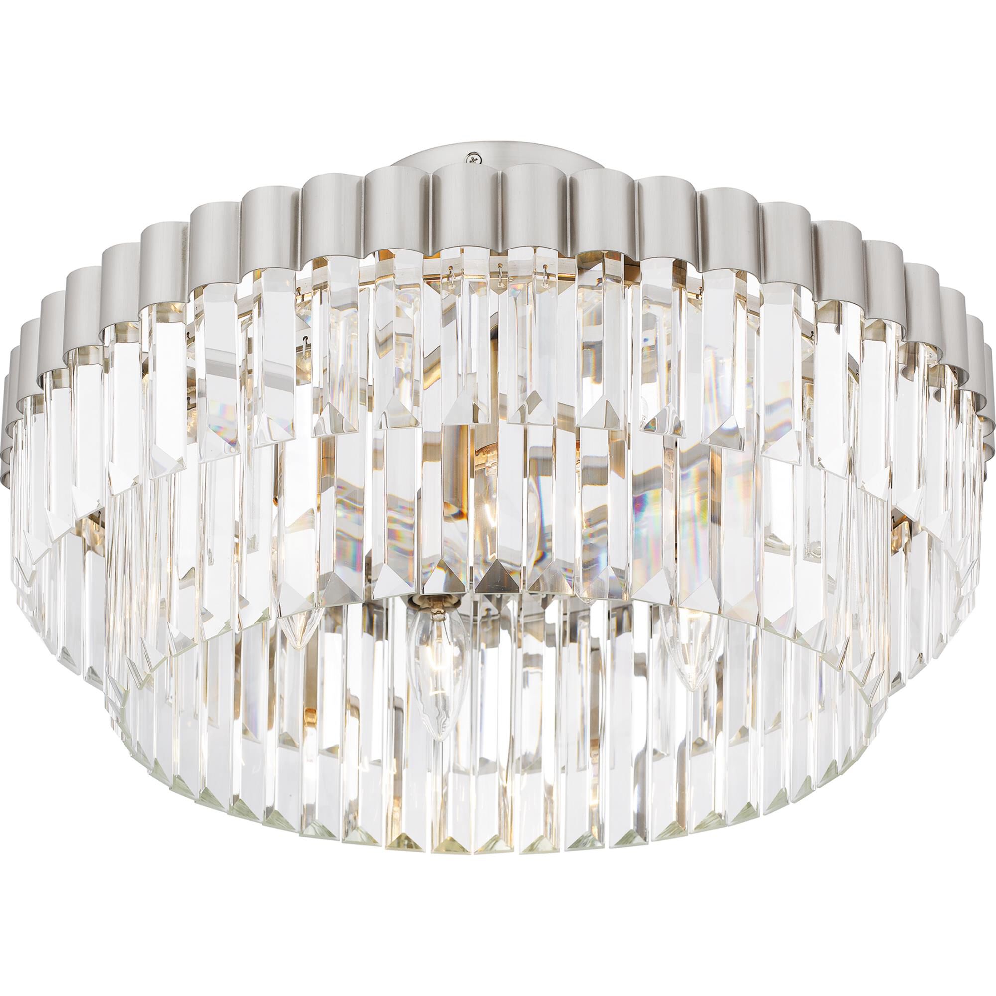 Shown in Brushed Nickel finish and Clear Crystal Glass , Clear Crystal Glass Drop shade