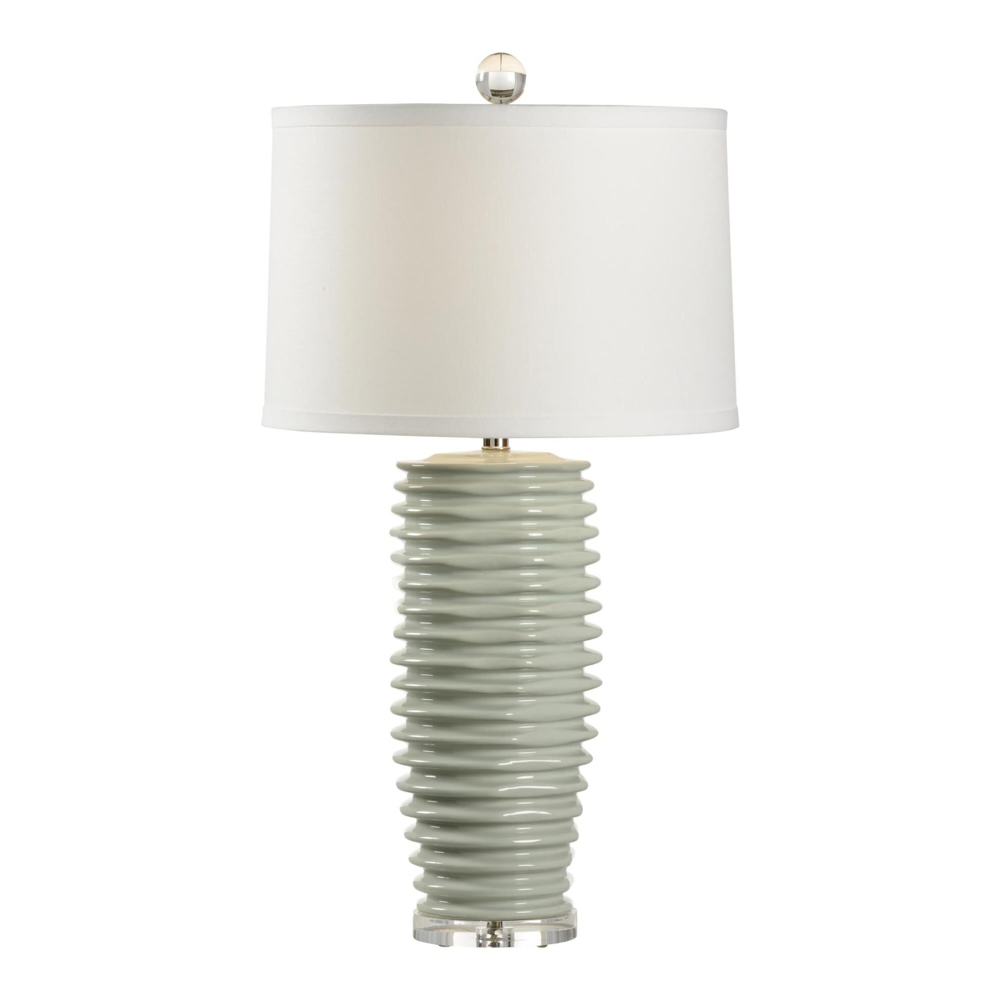 Shown in Mint Green Glaze finish and White Linen shade