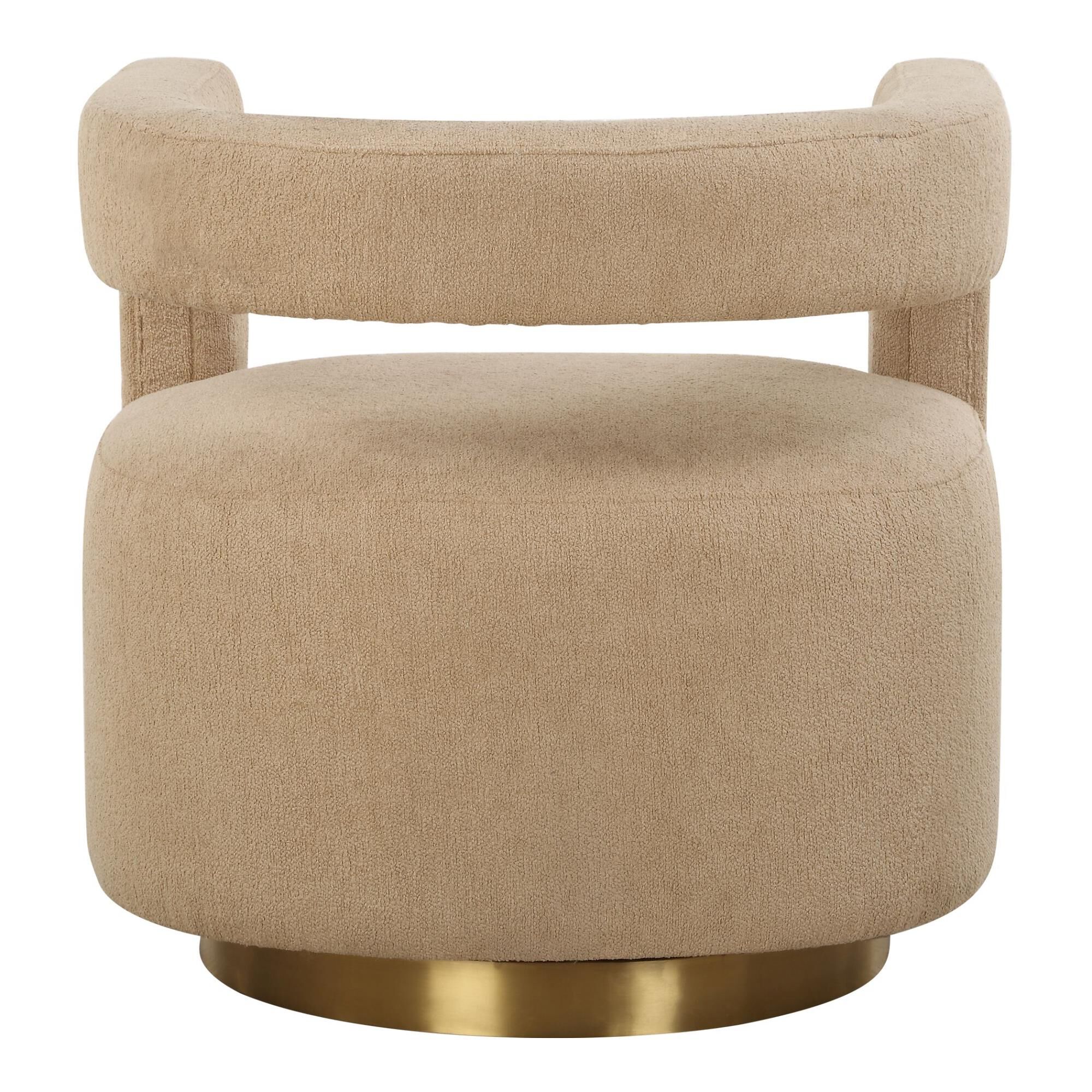 Shown in A Luxuriously Modern Style Created By The Floating Barrel Back Design, Upholstered In A Textured Bou finish